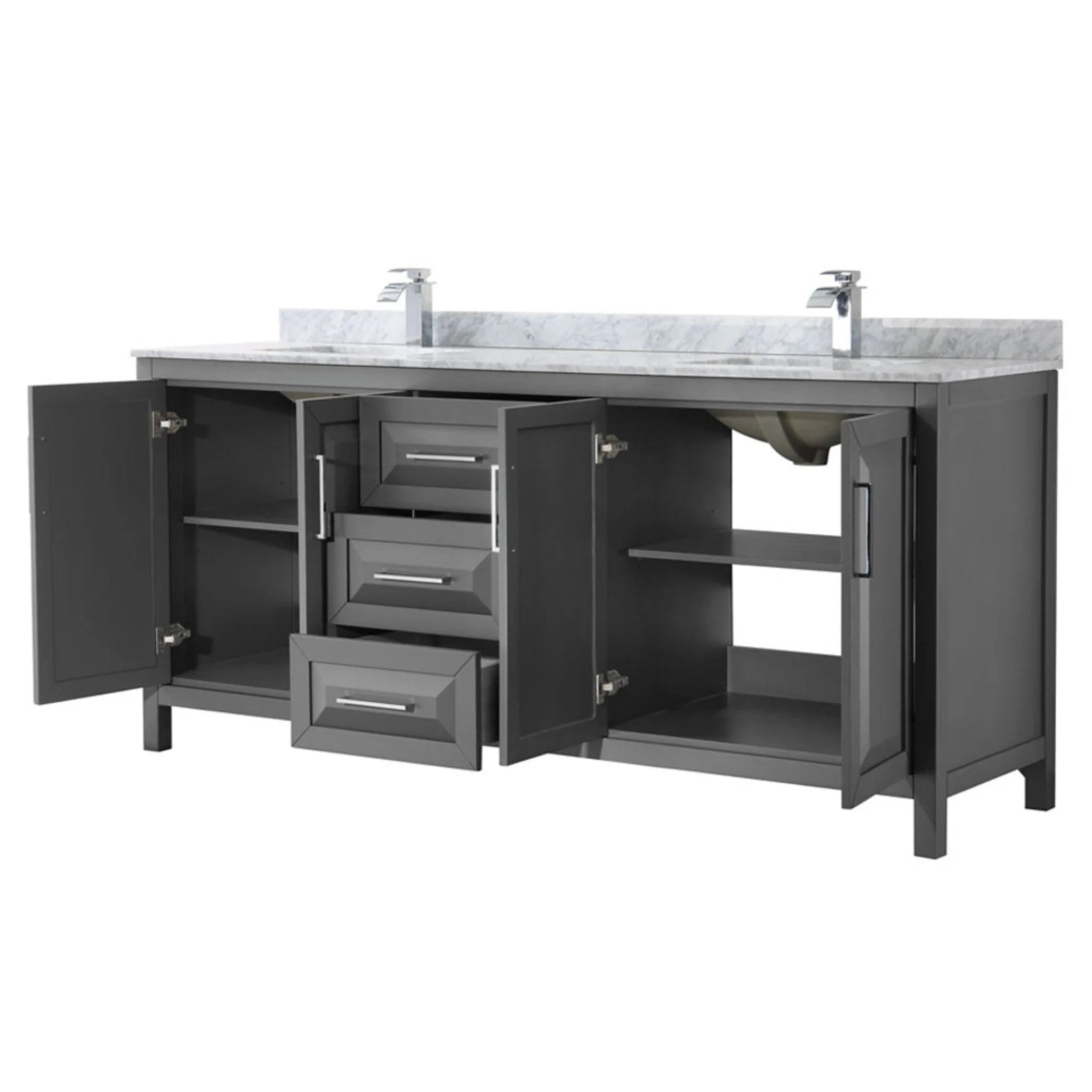 80" Daria Double Bathroom Vanity in Dark Gray with Polished Chrome Trim by Wyndham