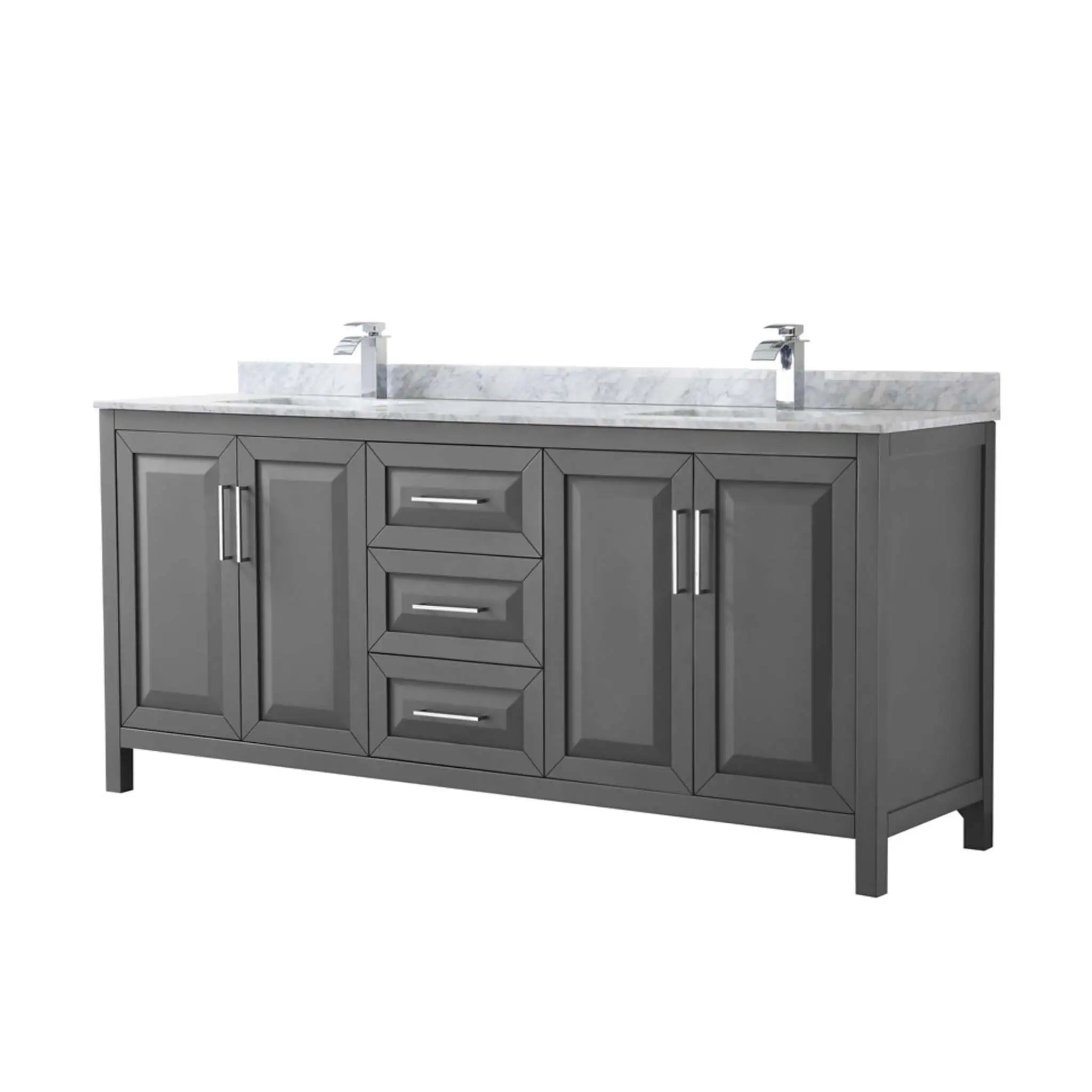 80" Daria Double Bathroom Vanity in Dark Gray with Polished Chrome Trim by Wyndham