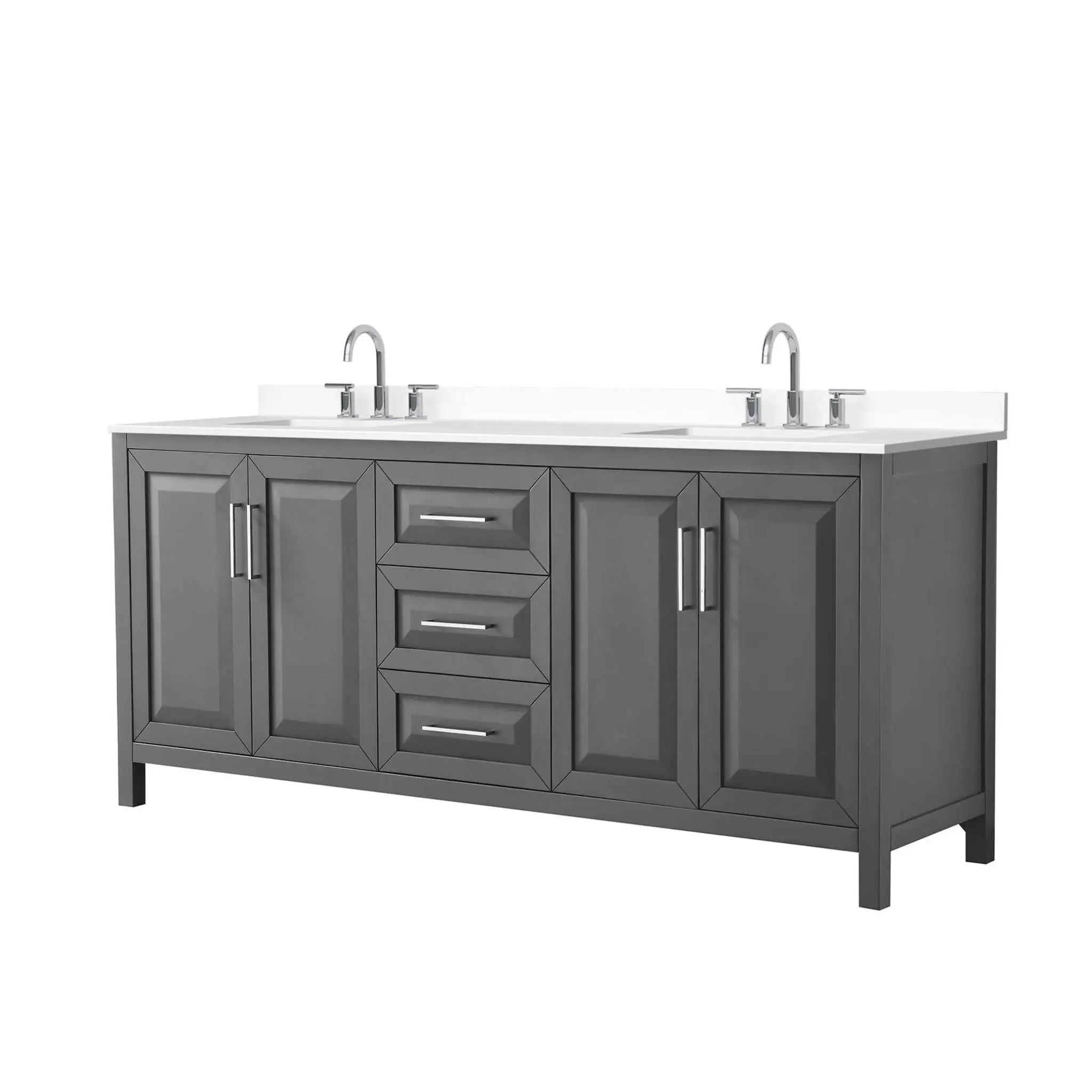 80" Daria Double Bathroom Vanity in Dark Gray with Polished Chrome Trim by Wyndham