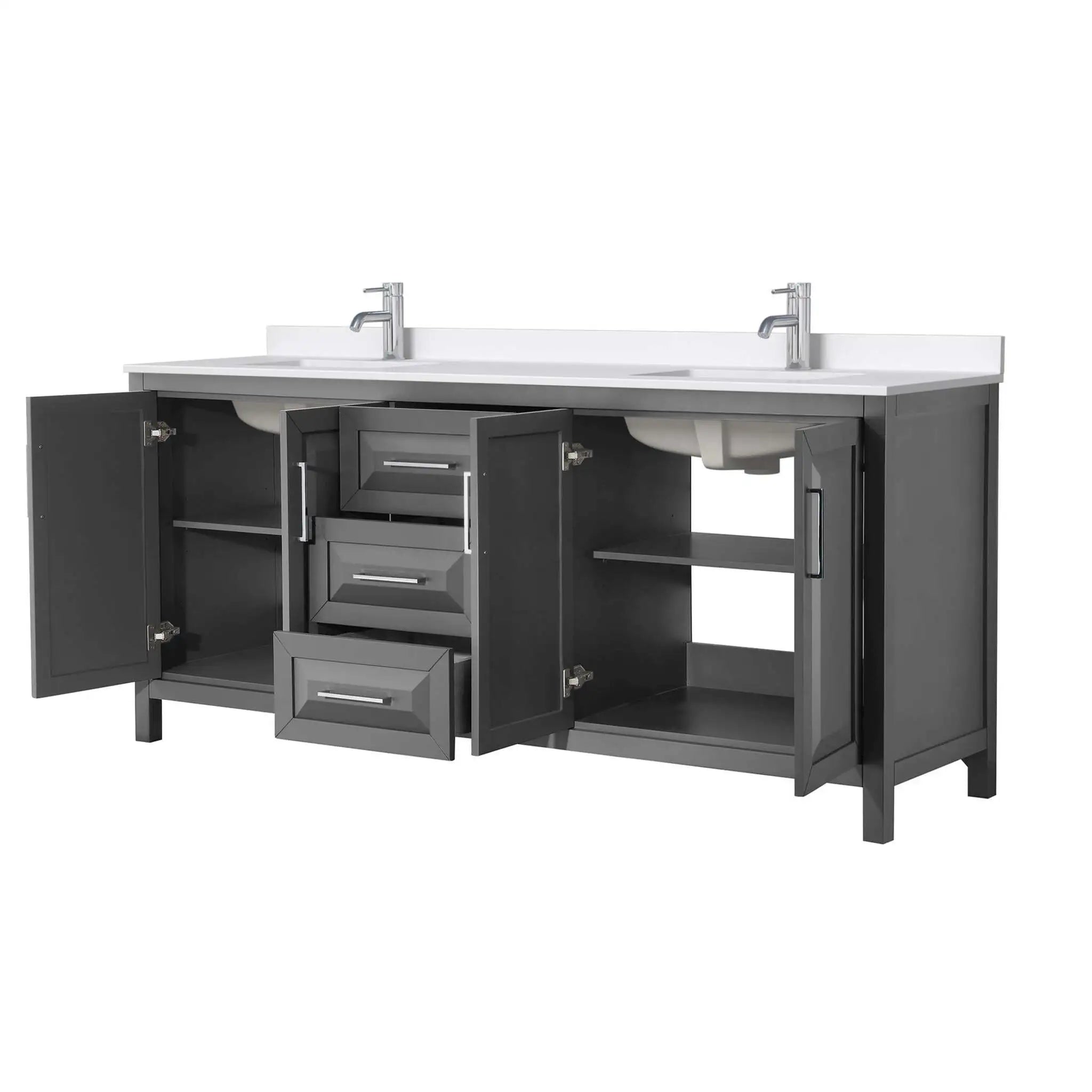 80" Daria Double Bathroom Vanity in Dark Gray with Polished Chrome Trim by Wyndham