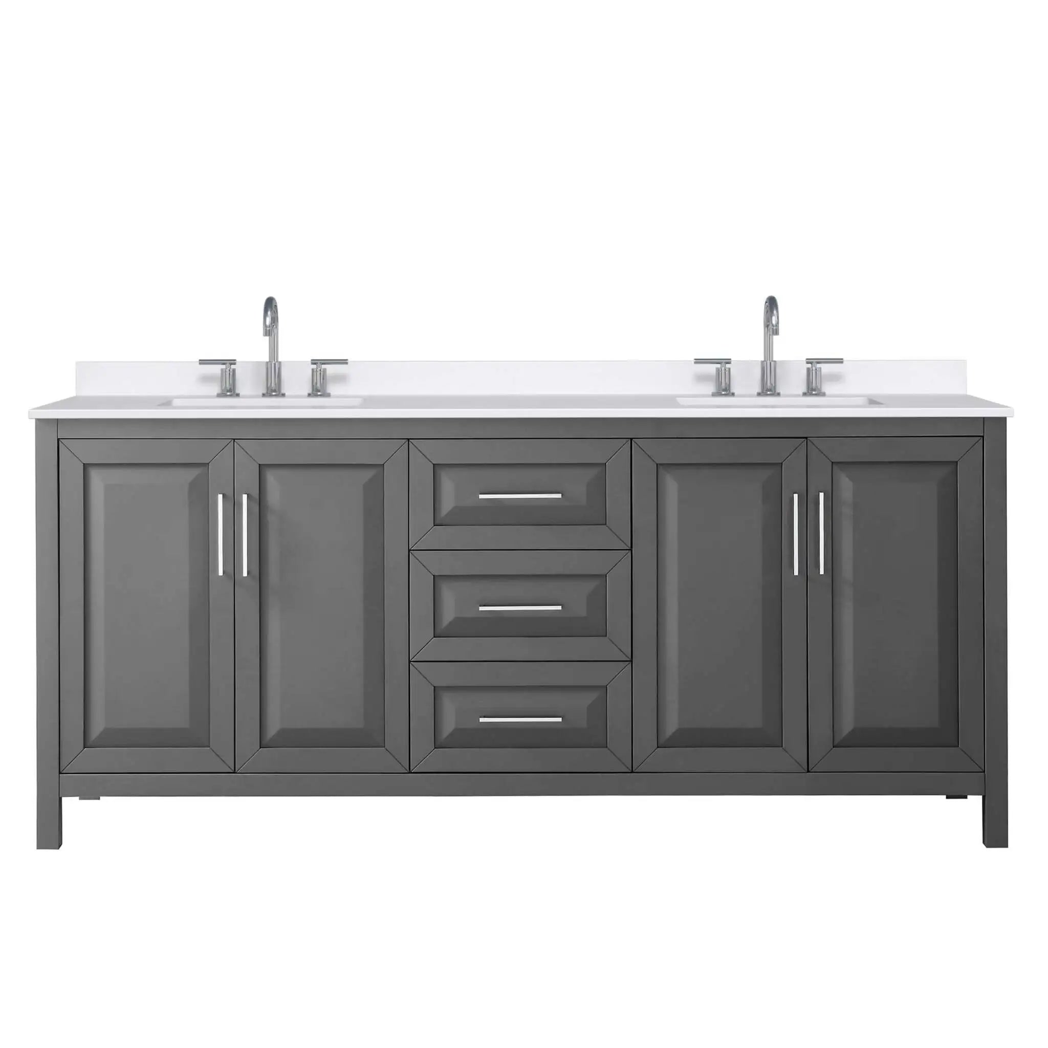 80" Daria Double Bathroom Vanity in Dark Gray with Polished Chrome Trim by Wyndham