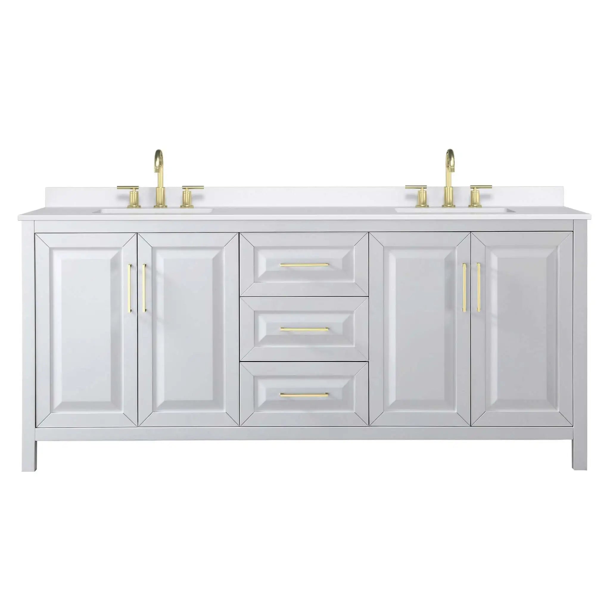 80" Daria Double Bathroom Vanity in White with Brushed Gold Trim by Wyndham