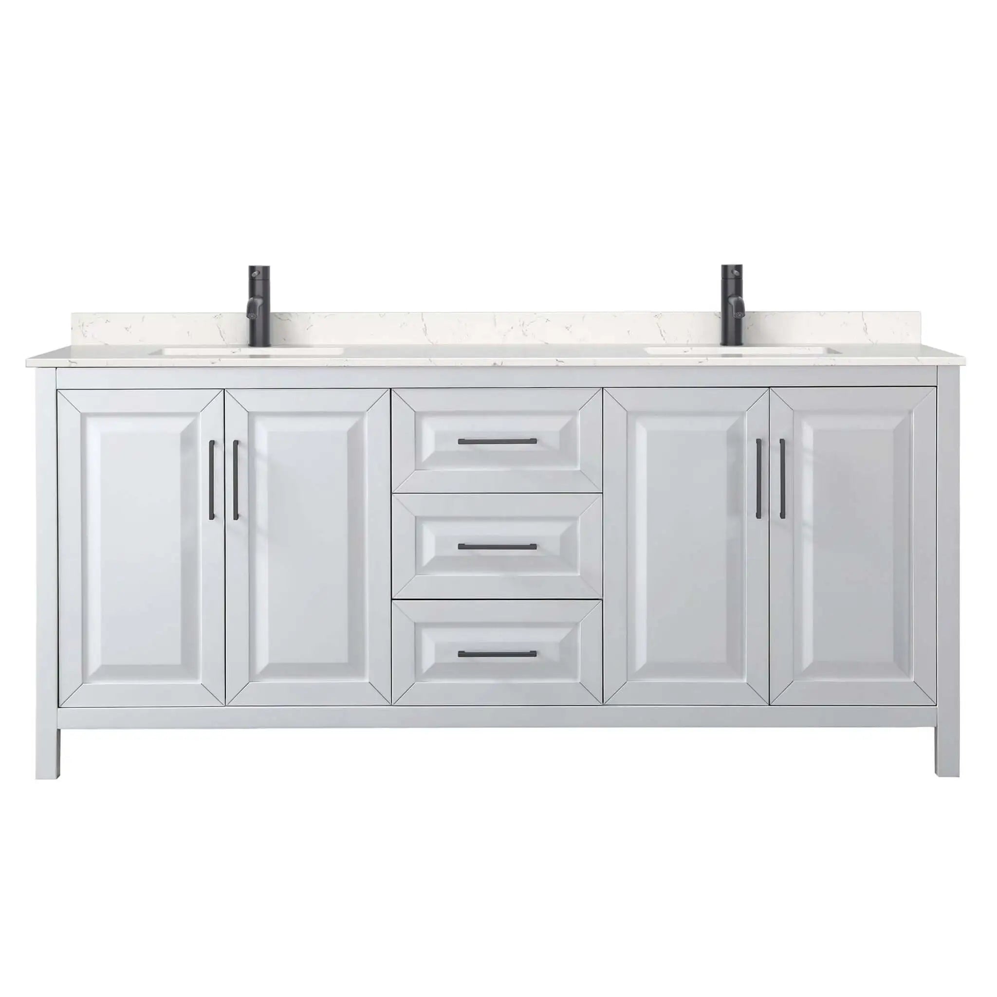 80" Daria Double Bathroom Vanity in White with Matte Black Trim by Wyndham