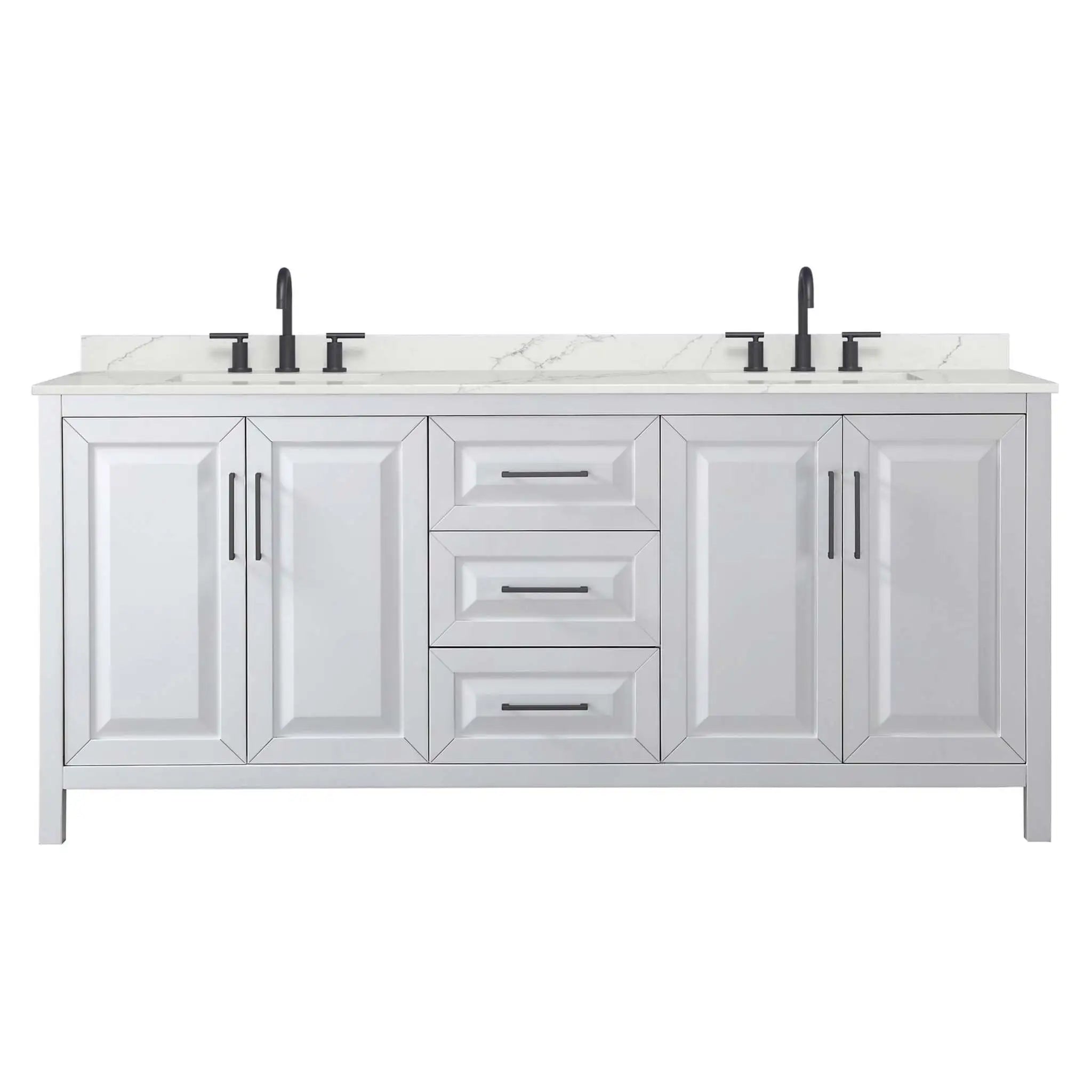 80" Daria Double Bathroom Vanity in White with Matte Black Trim by Wyndham