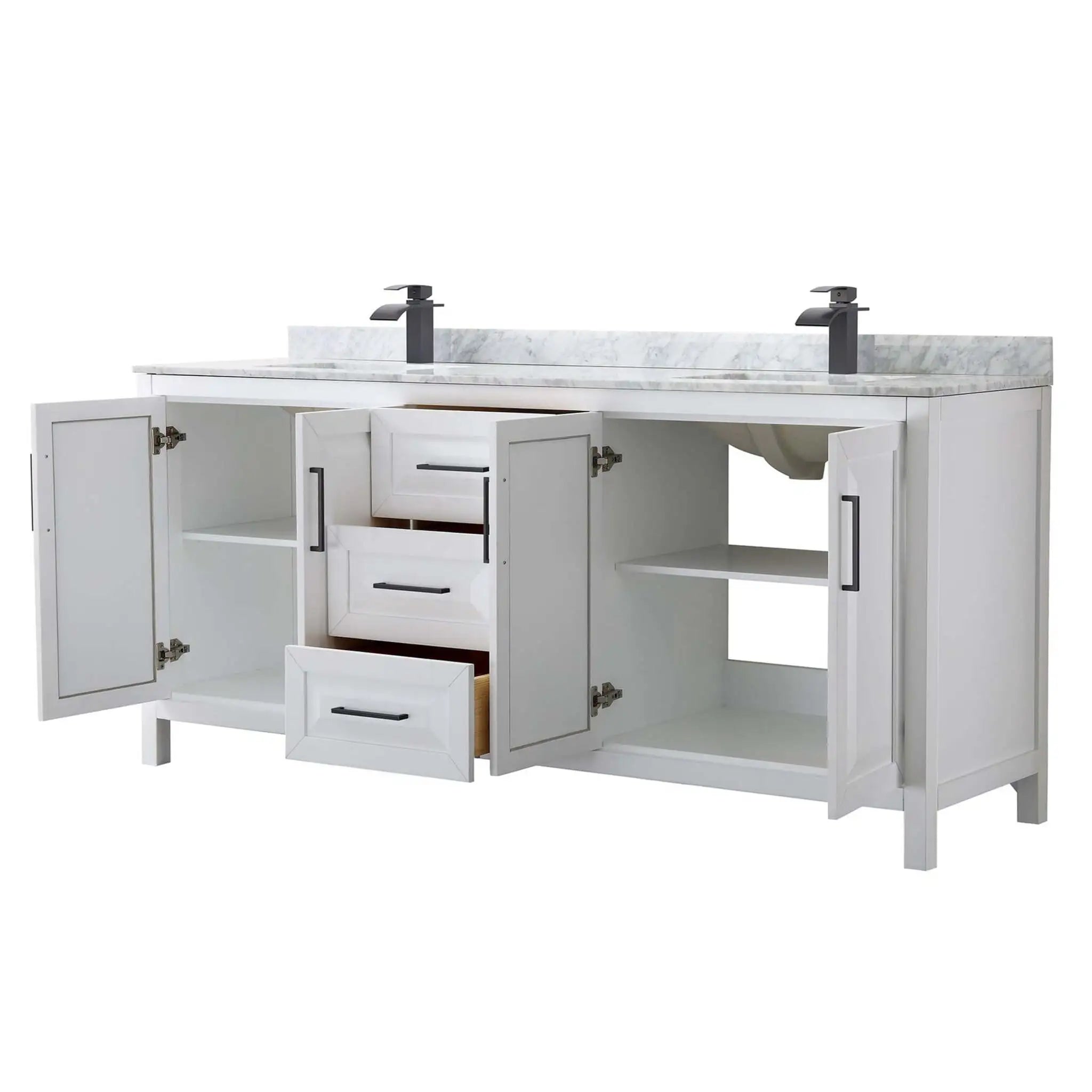 80" Daria Double Bathroom Vanity in White with Matte Black Trim by Wyndham