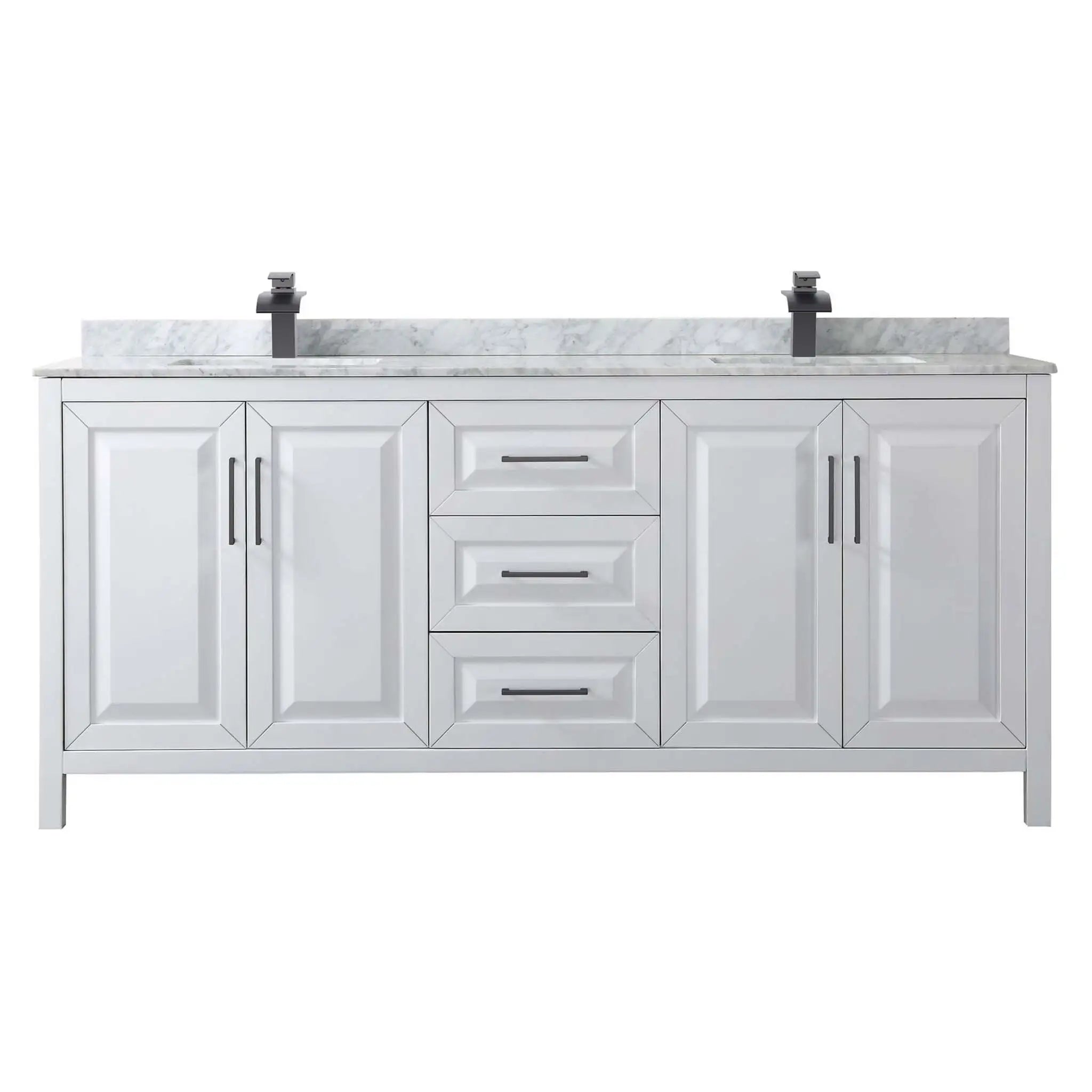 80" Daria Double Bathroom Vanity in White with Matte Black Trim by Wyndham