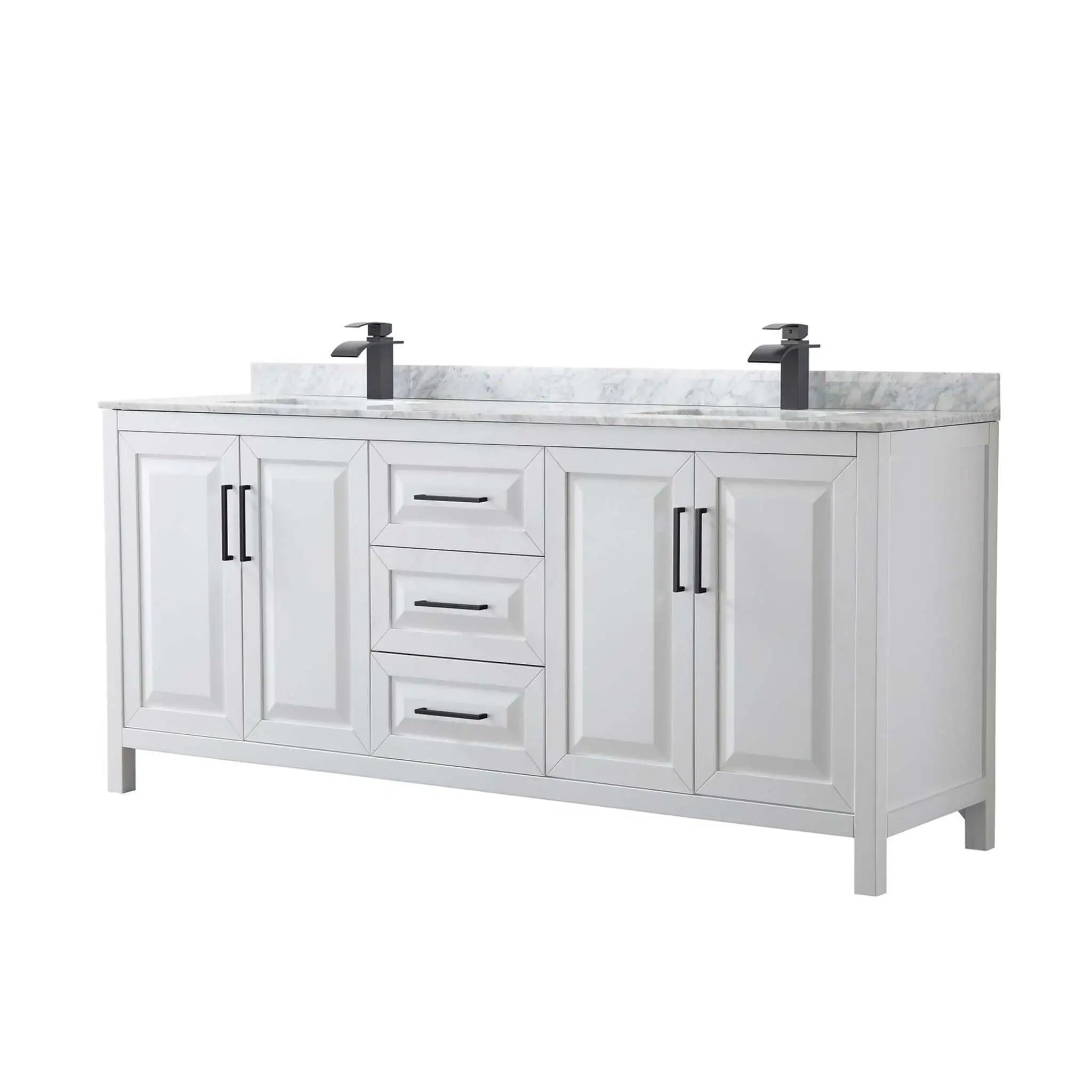 80" Daria Double Bathroom Vanity in White with Matte Black Trim by Wyndham