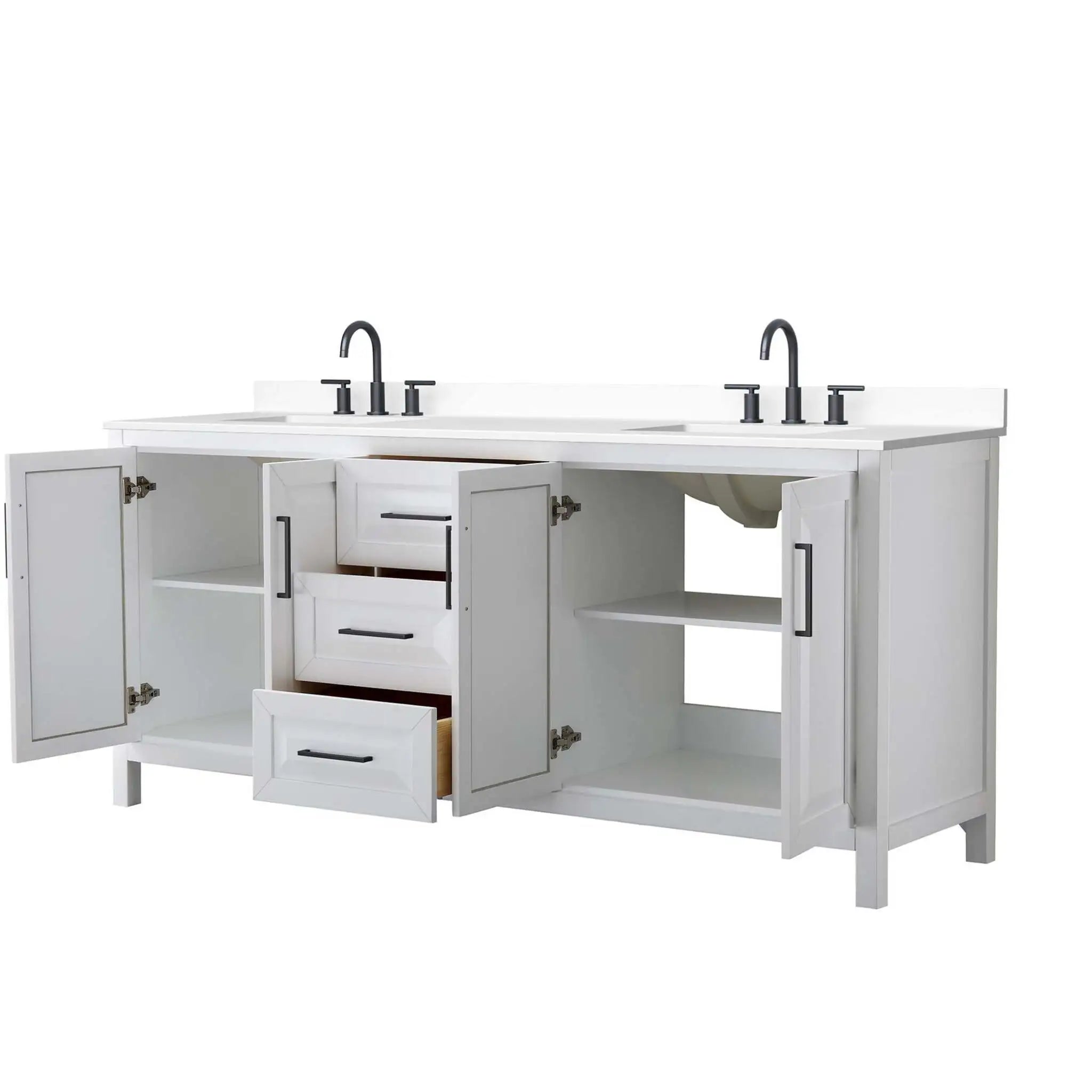 80" Daria Double Bathroom Vanity in White with Matte Black Trim by Wyndham