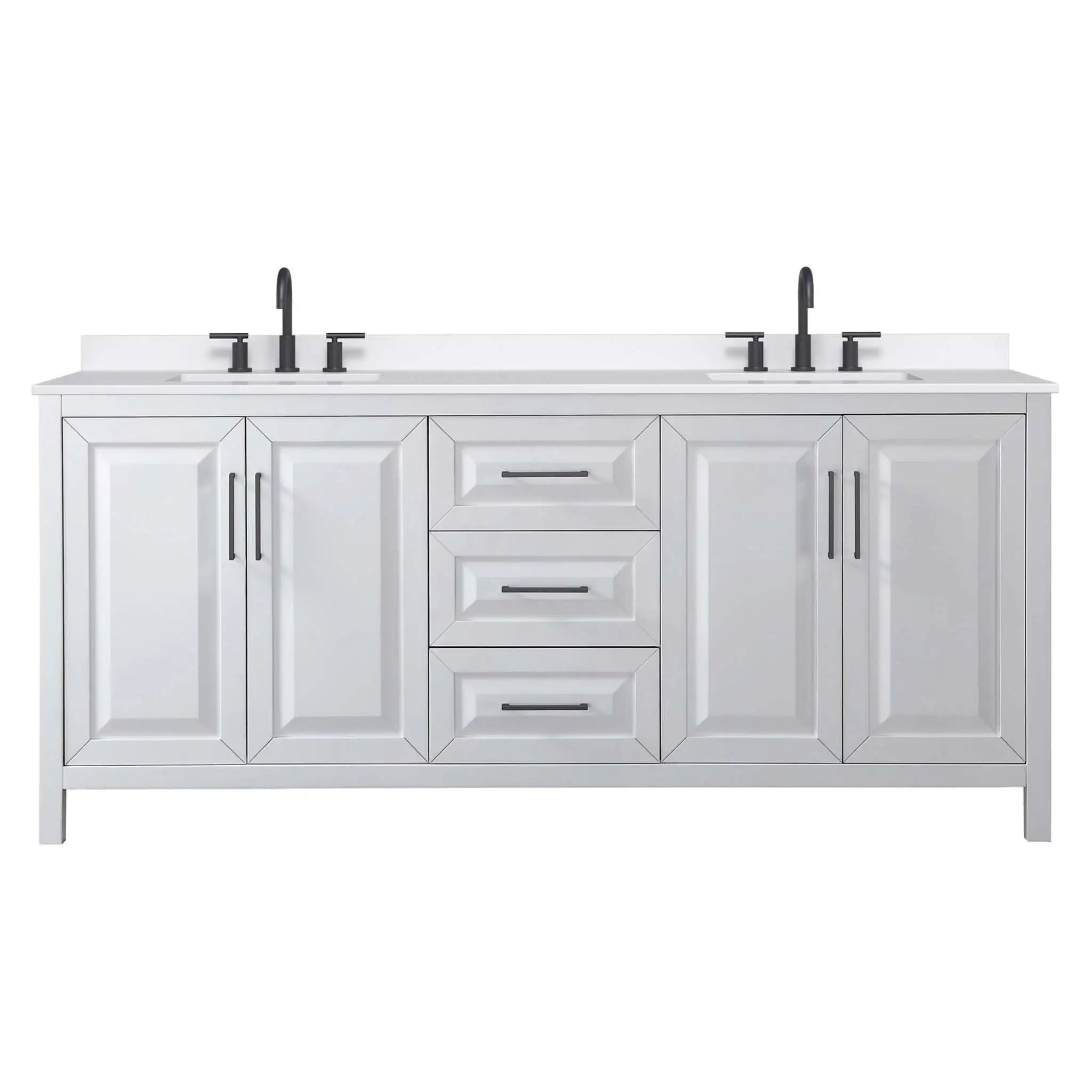 80" Daria Double Bathroom Vanity in White with Matte Black Trim by Wyndham