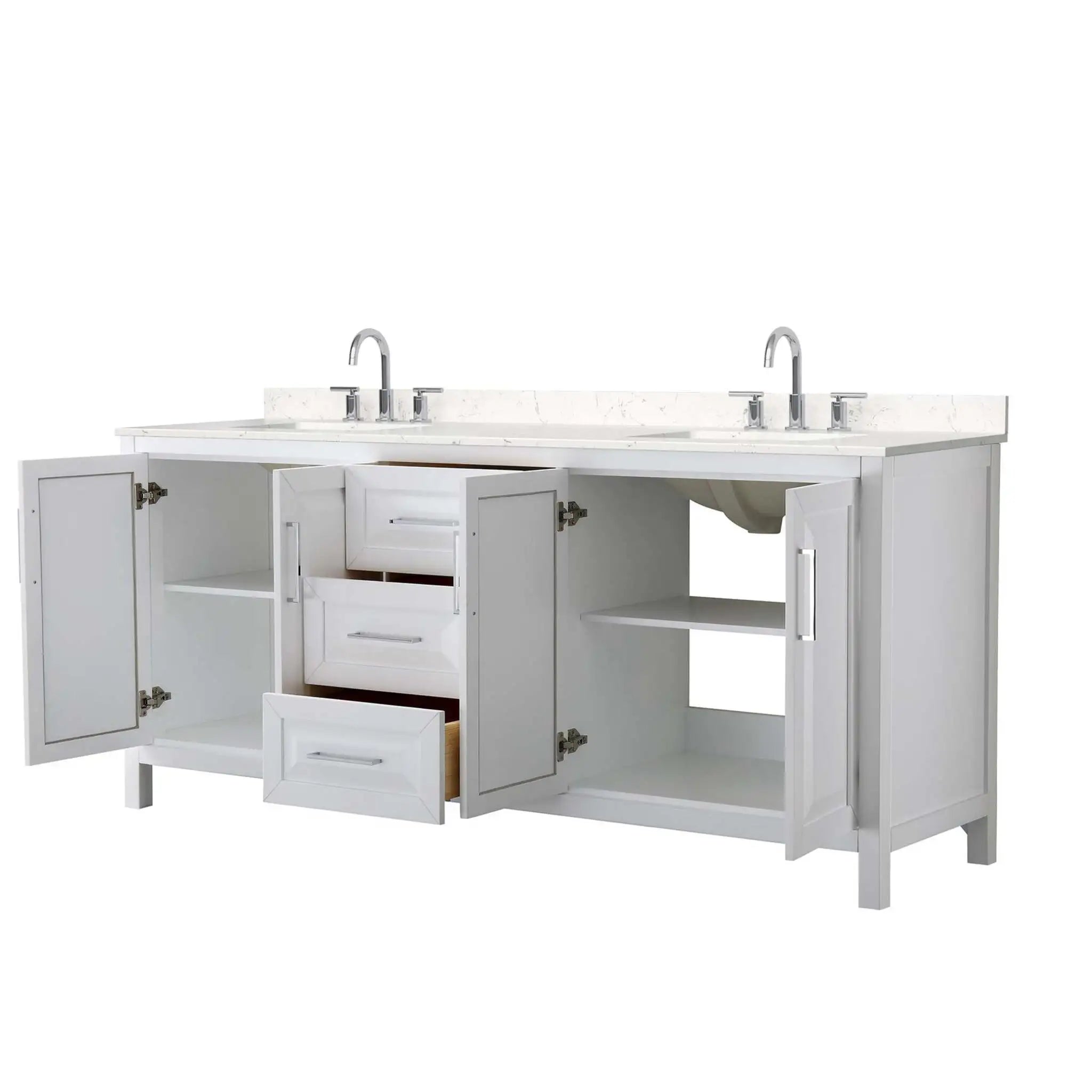 80" Daria Double Bathroom Vanity in White with Polished Chrome Trim by Wyndham