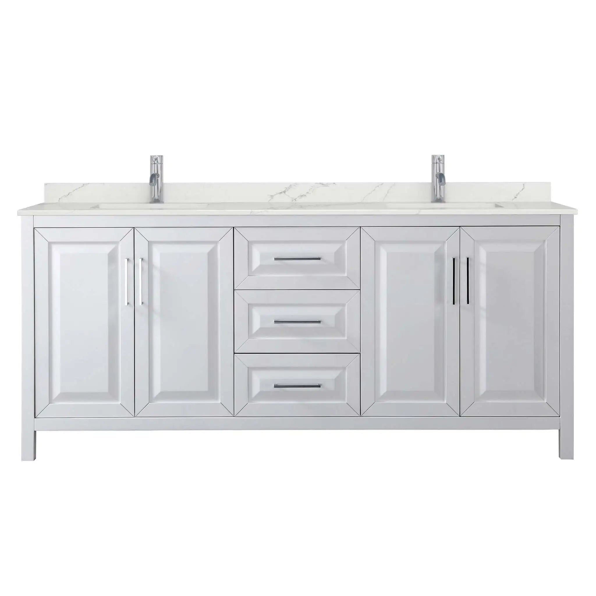 80" Daria Double Bathroom Vanity in White with Polished Chrome Trim by Wyndham