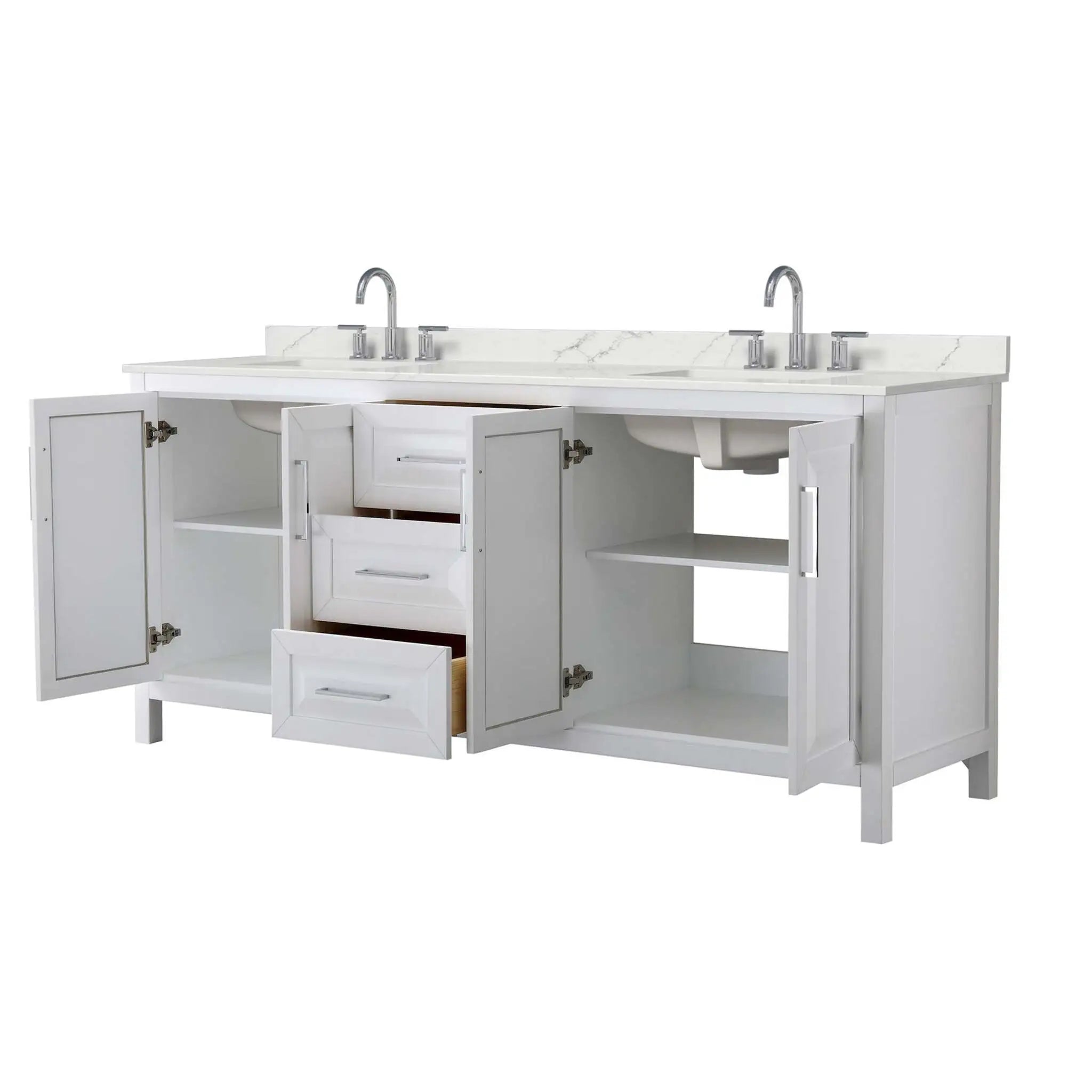 80" Daria Double Bathroom Vanity in White with Polished Chrome Trim by Wyndham