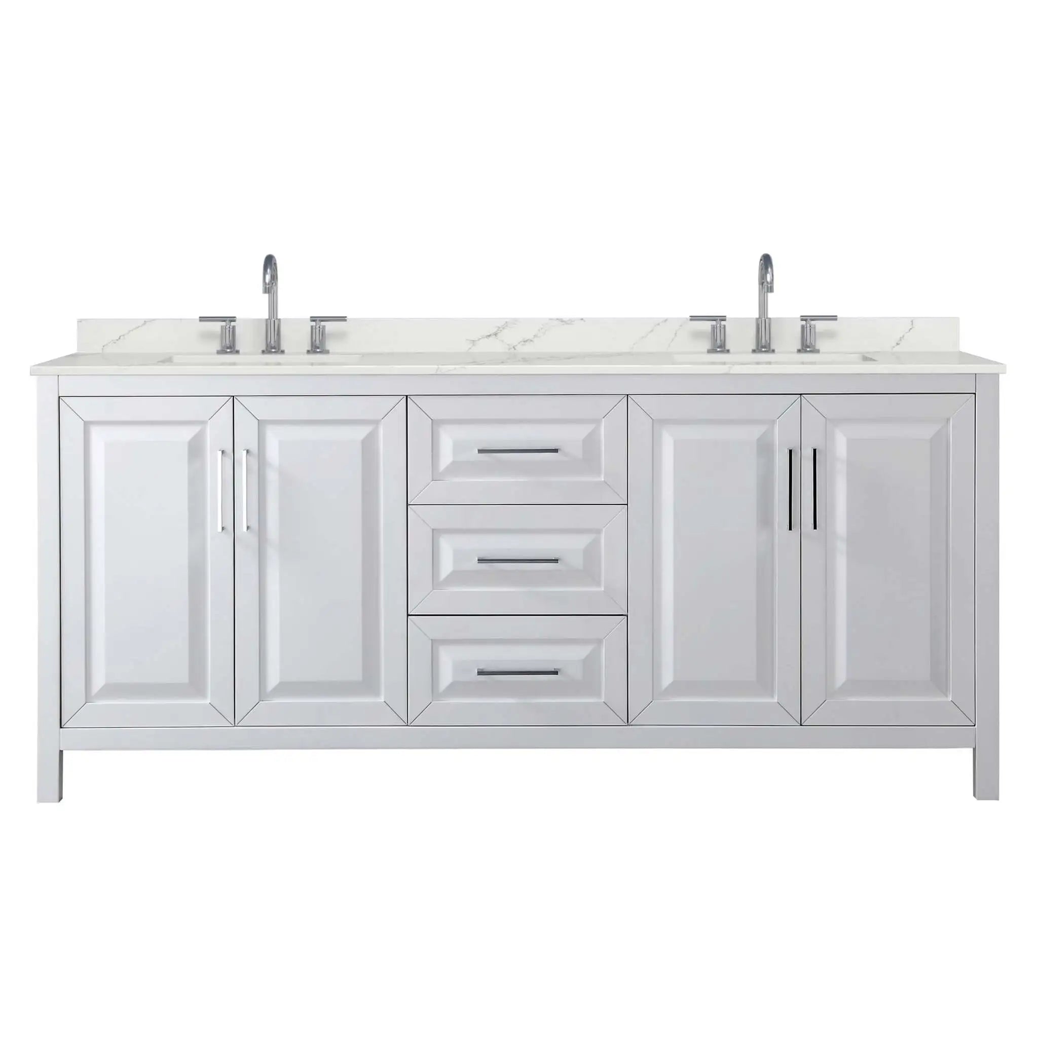 80" Daria Double Bathroom Vanity in White with Polished Chrome Trim by Wyndham