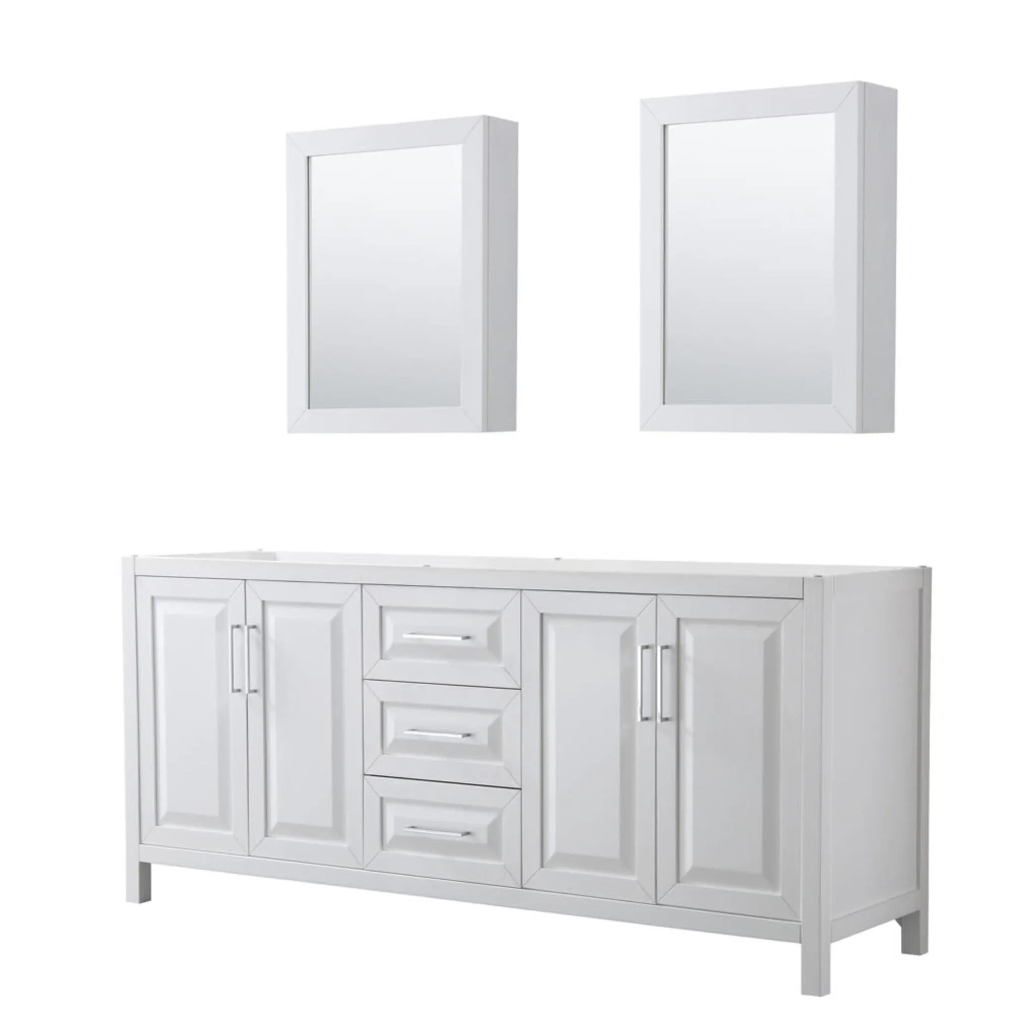 80" Daria Double Bathroom Vanity in White with Polished Chrome Trim & Medicine Cabinet by Wyndham