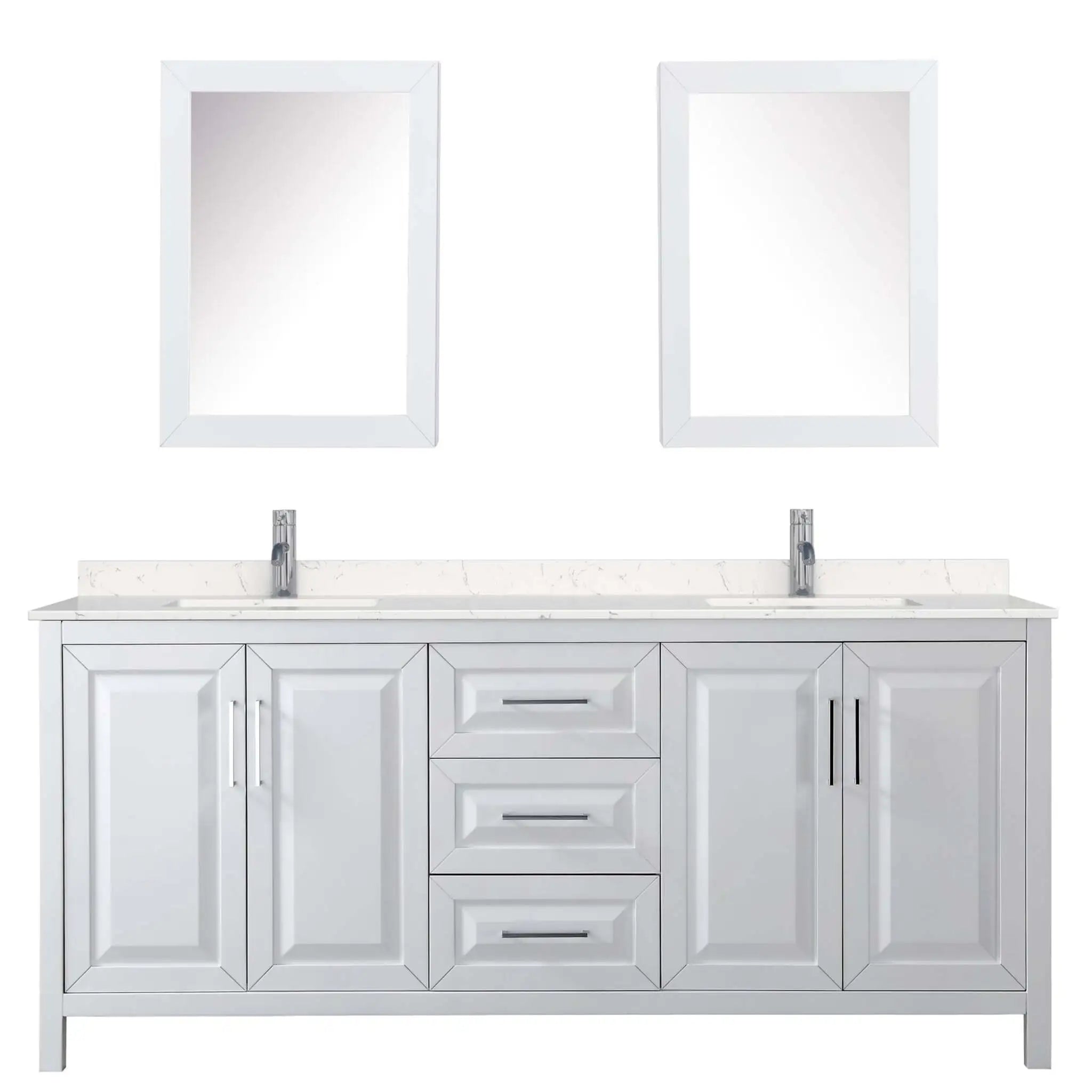 80" Daria Double Bathroom Vanity in White with Polished Chrome Trim & Medicine Cabinet by Wyndham