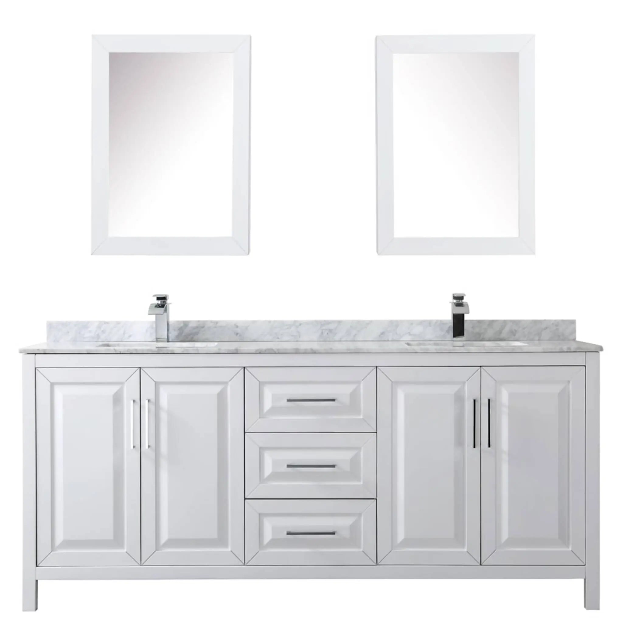 80" Daria Double Bathroom Vanity in White with Polished Chrome Trim & Medicine Cabinet by Wyndham