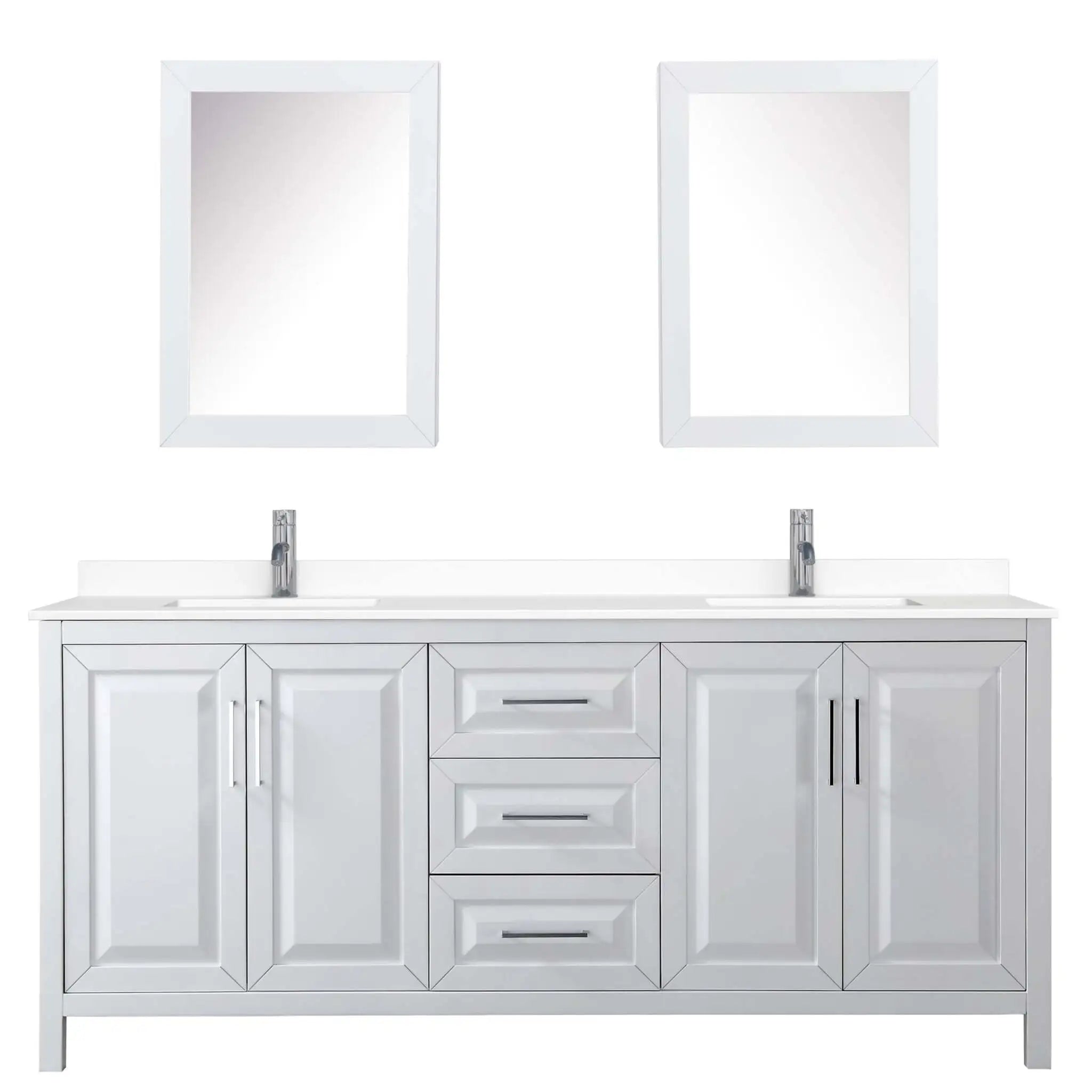 80" Daria Double Bathroom Vanity in White with Polished Chrome Trim & Medicine Cabinet by Wyndham