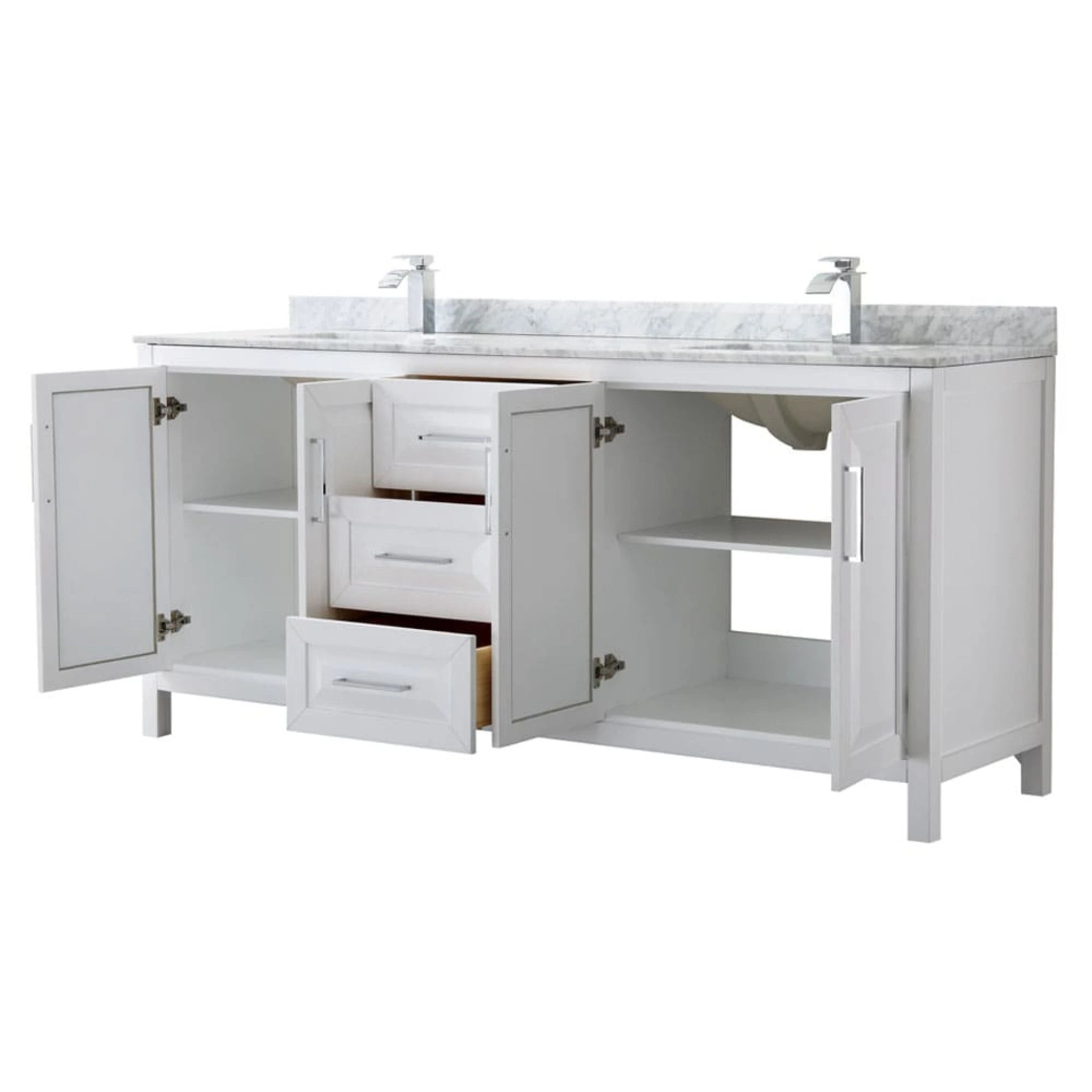 80" Daria Double Bathroom Vanity in White with Polished Chrome Trim by Wyndham