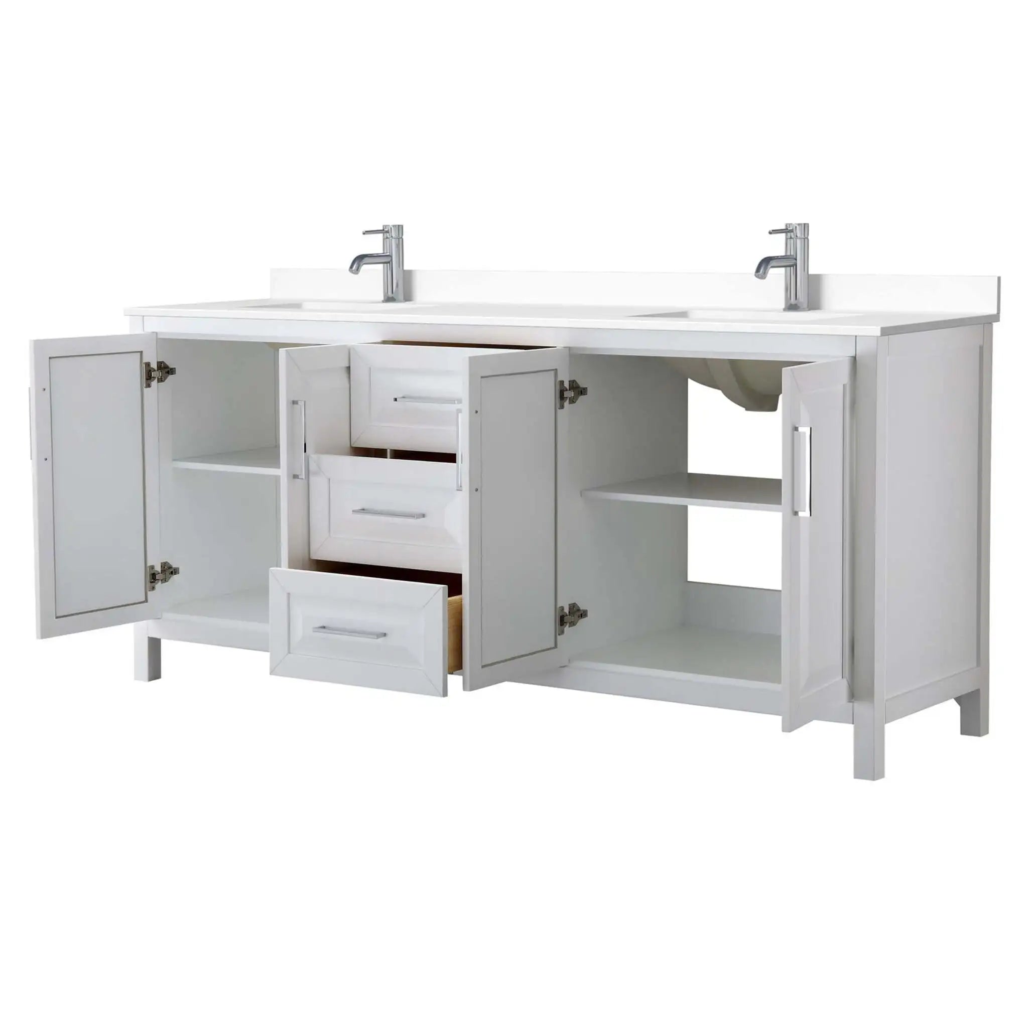 80" Daria Double Bathroom Vanity in White with Polished Chrome Trim by Wyndham
