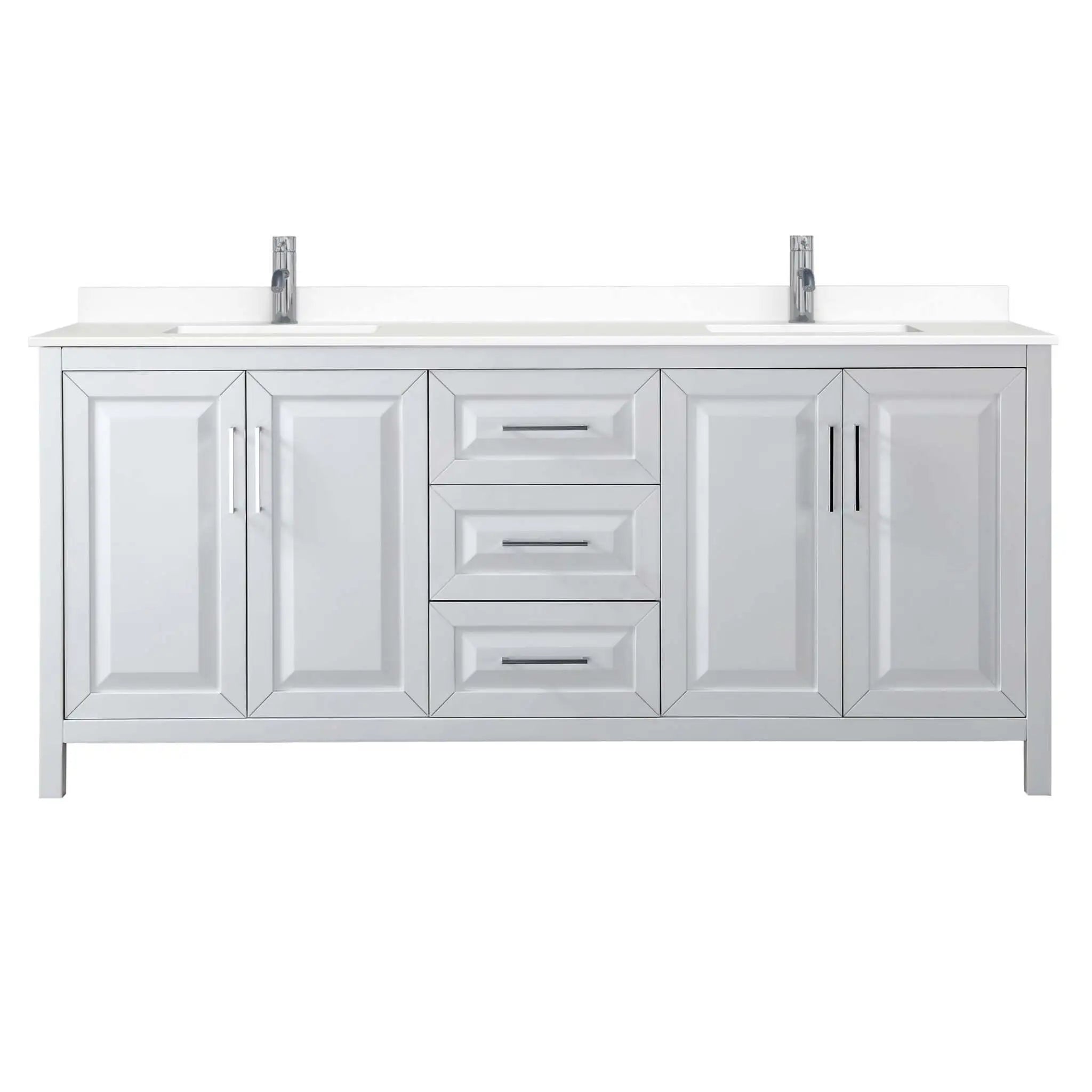 80" Daria Double Bathroom Vanity in White with Polished Chrome Trim by Wyndham