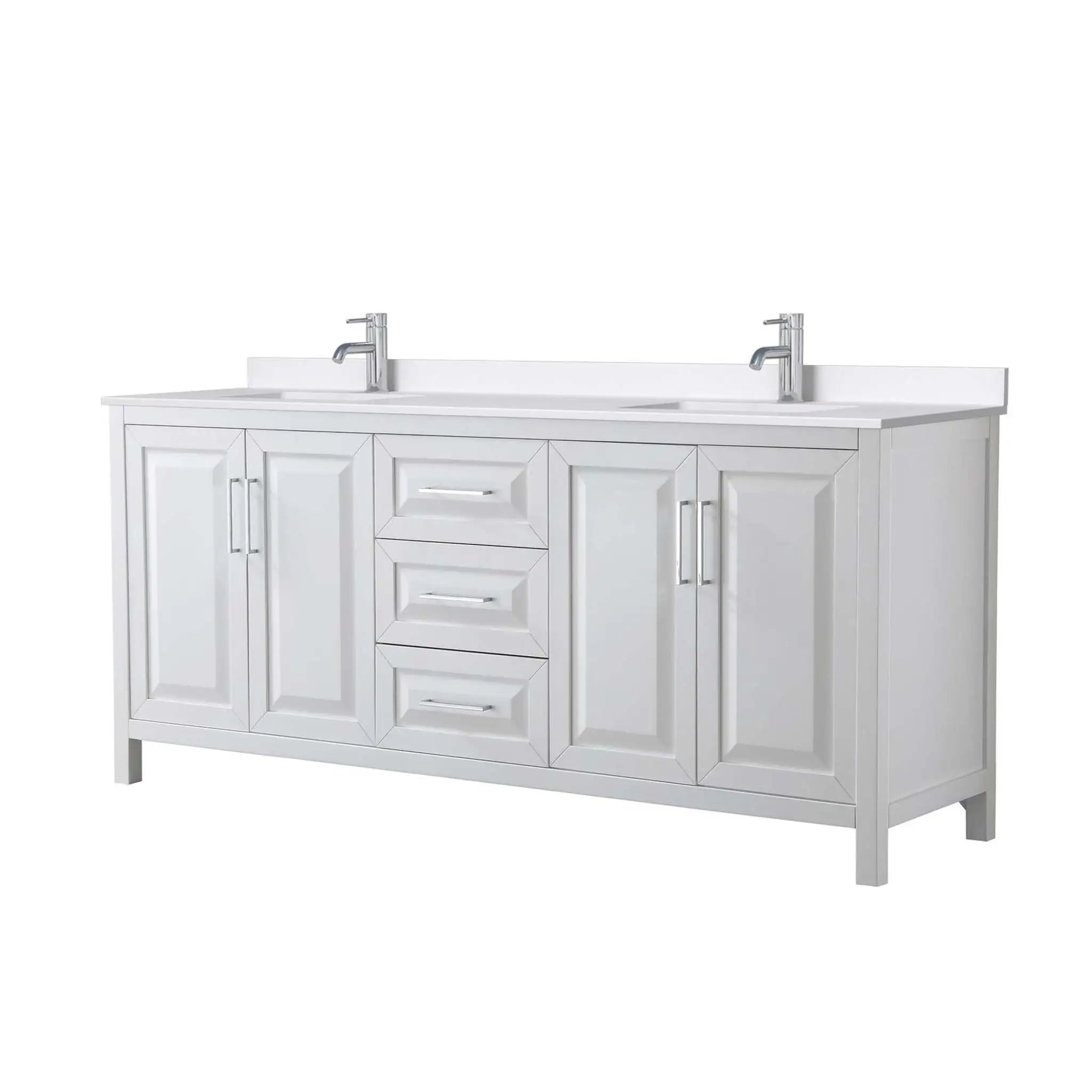 80" Daria Double Bathroom Vanity in White with Polished Chrome Trim by Wyndham