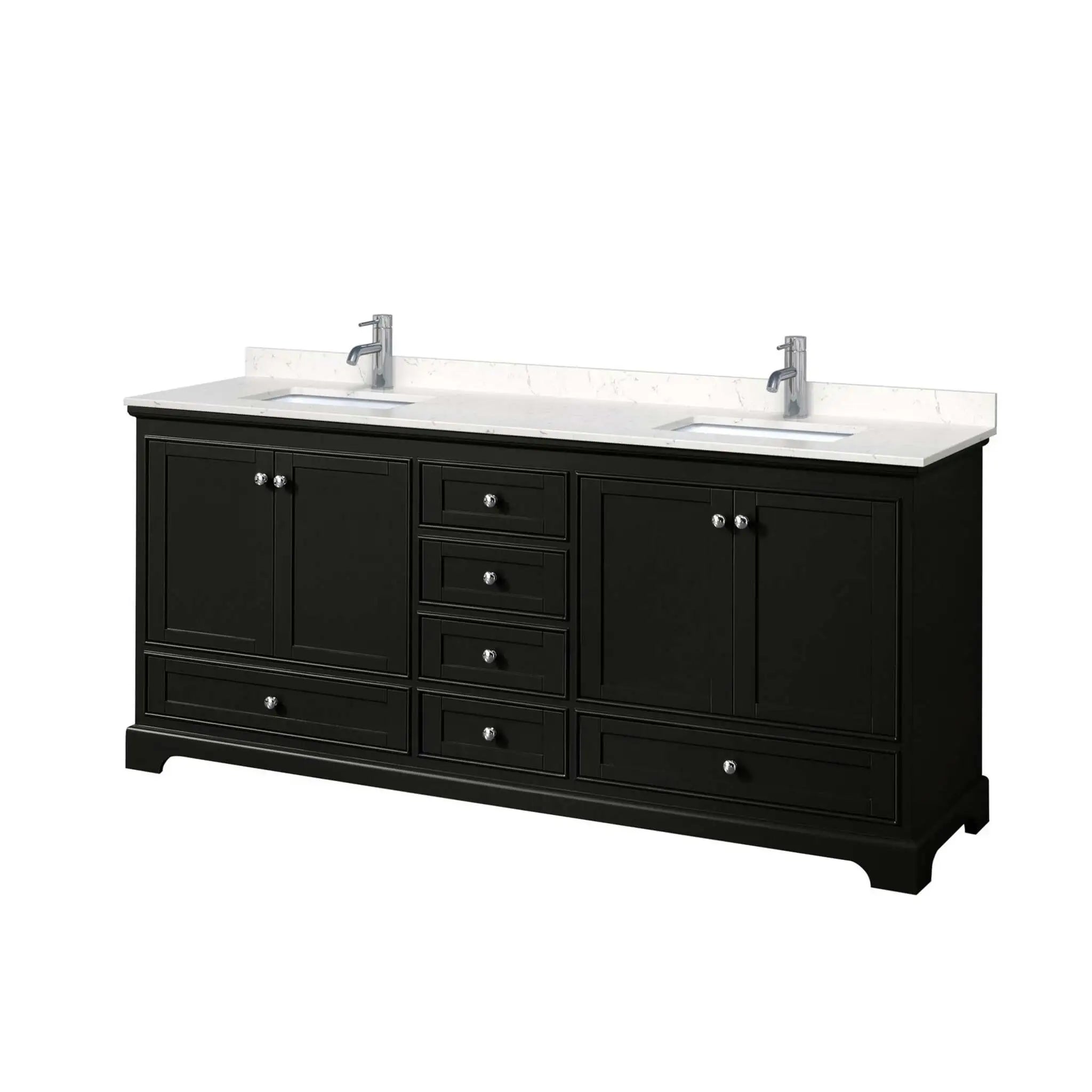 80" Deborah Double Bathroom Vanity in Dark Espresso with Polished Chrome Trim by Wyndham