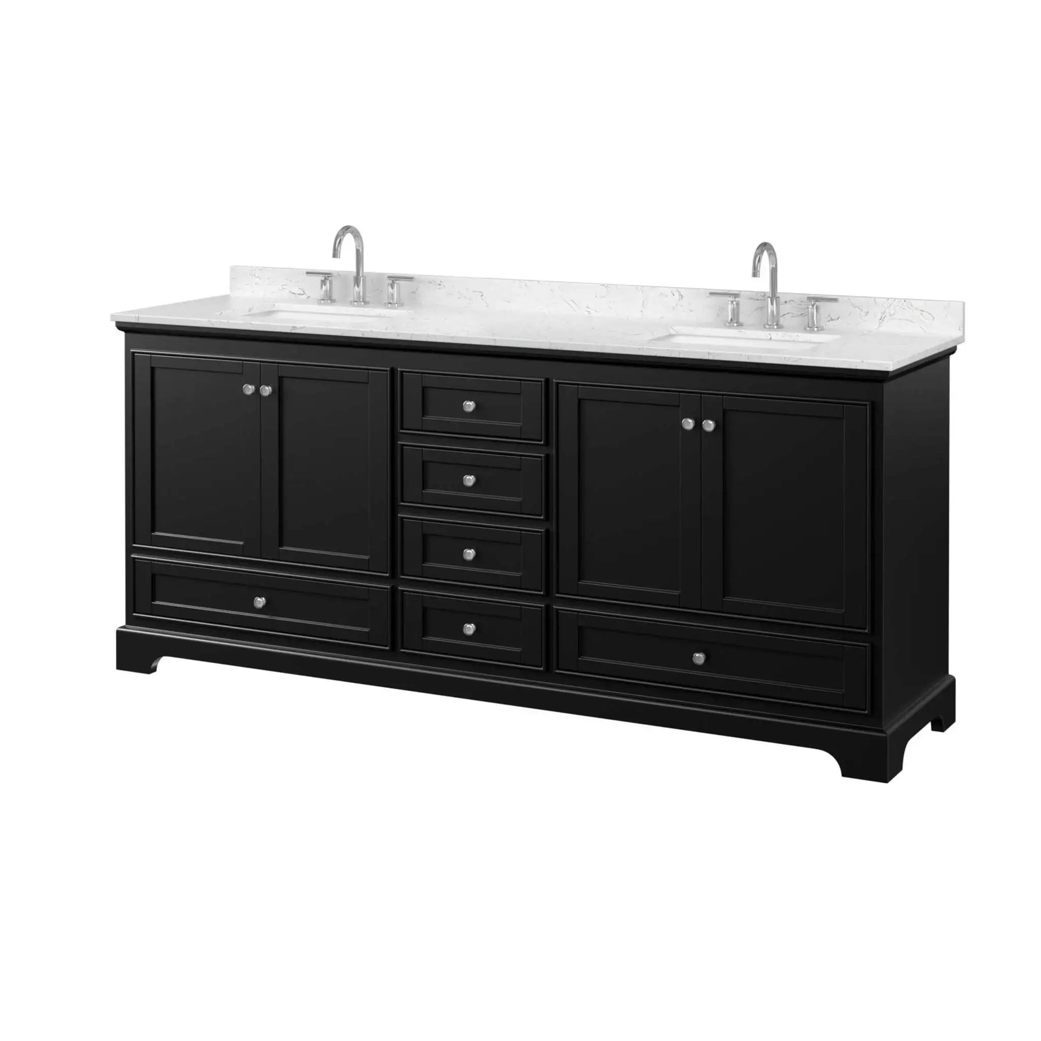 80" Deborah Double Bathroom Vanity in Dark Espresso with Polished Chrome Trim by Wyndham