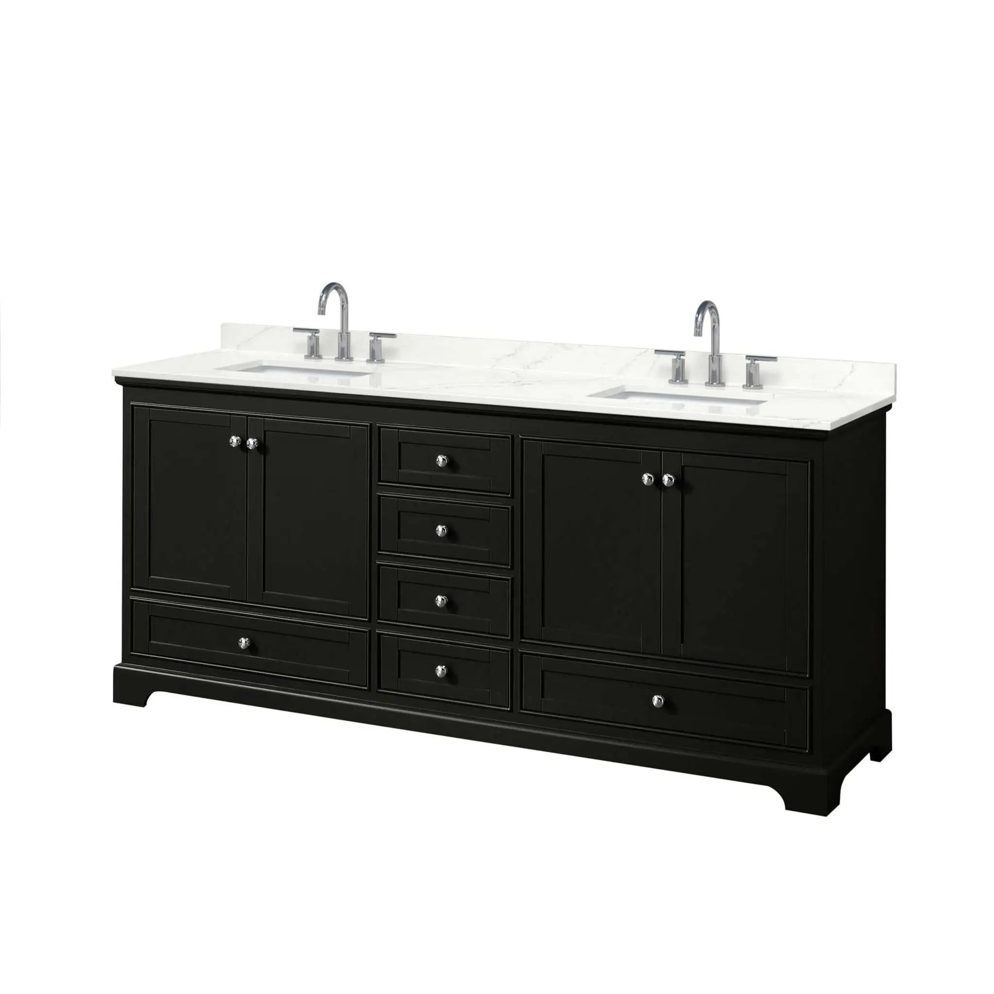 80" Deborah Double Bathroom Vanity in Dark Espresso with Polished Chrome Trim by Wyndham