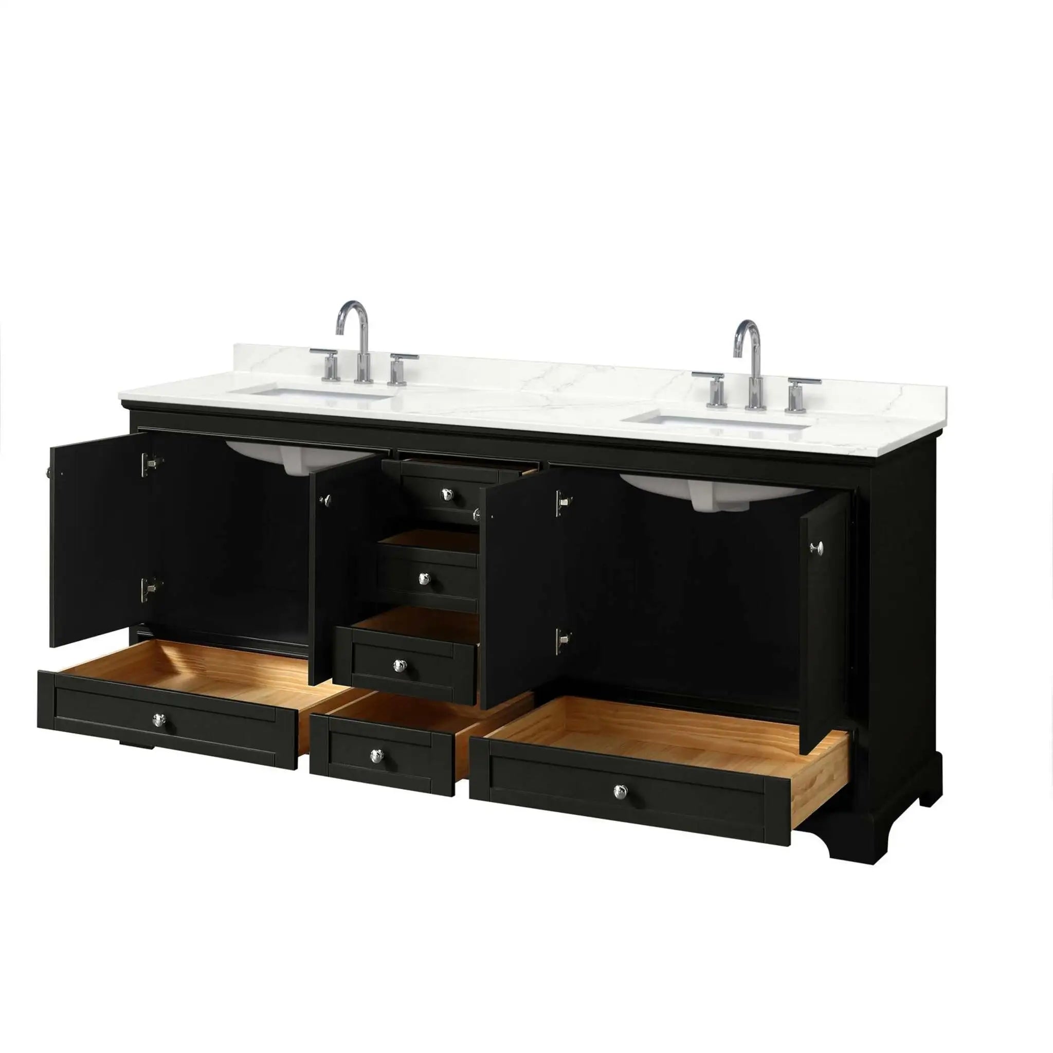 80" Deborah Double Bathroom Vanity in Dark Espresso with Polished Chrome Trim by Wyndham