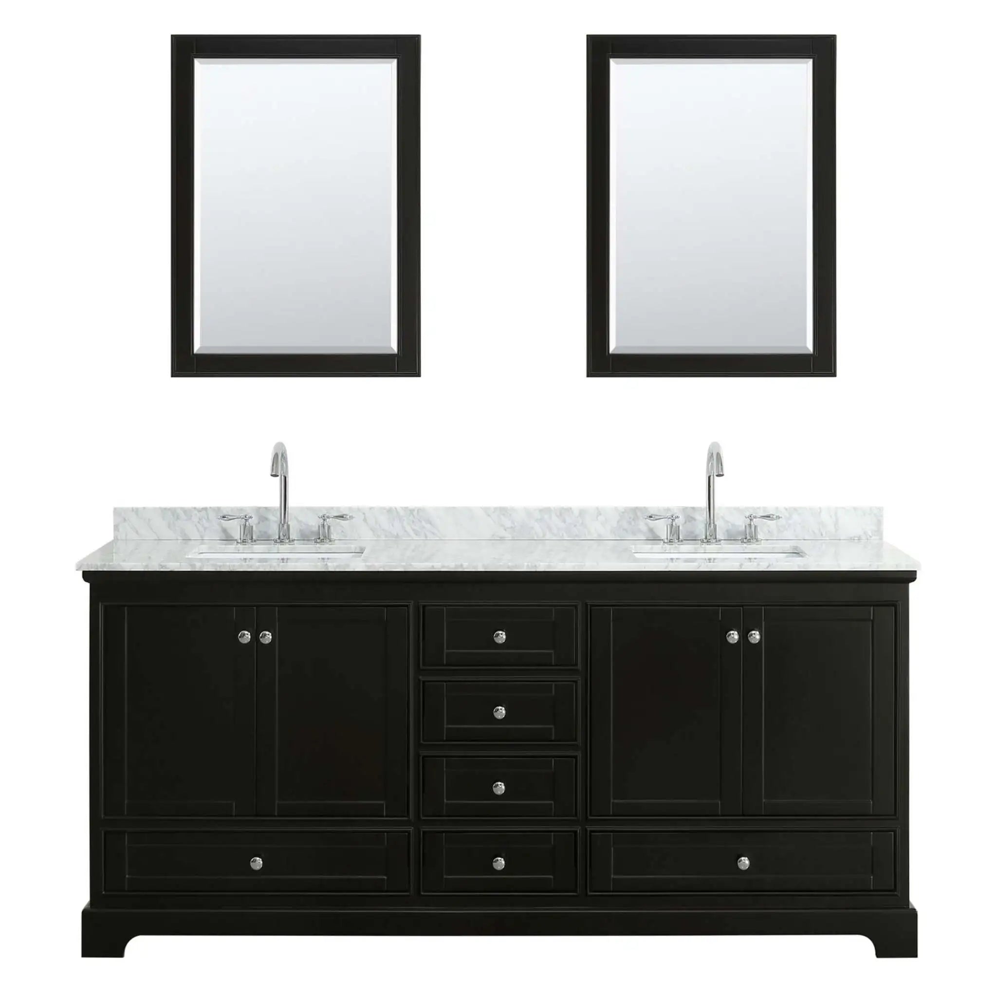 80" Deborah Double Bathroom Vanity in Dark Espresso with Polished Chrome Trim & Medicine Cabinet by Wyndham