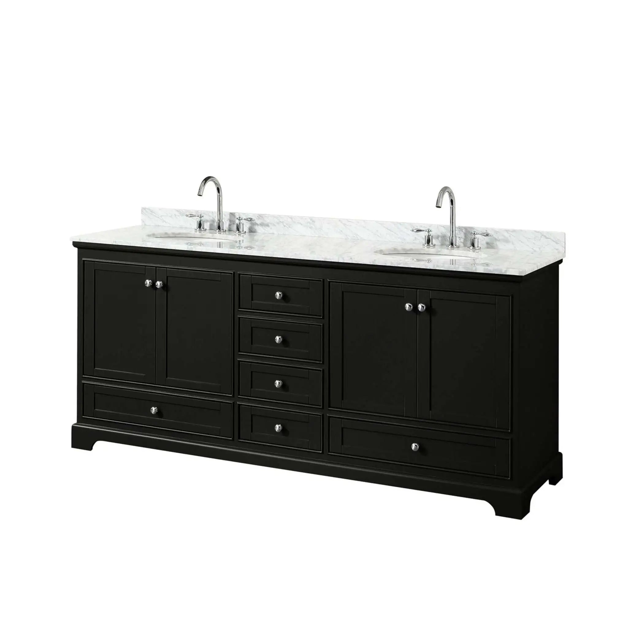 80" Deborah Double Bathroom Vanity in Dark Espresso with Polished Chrome Trim by Wyndham
