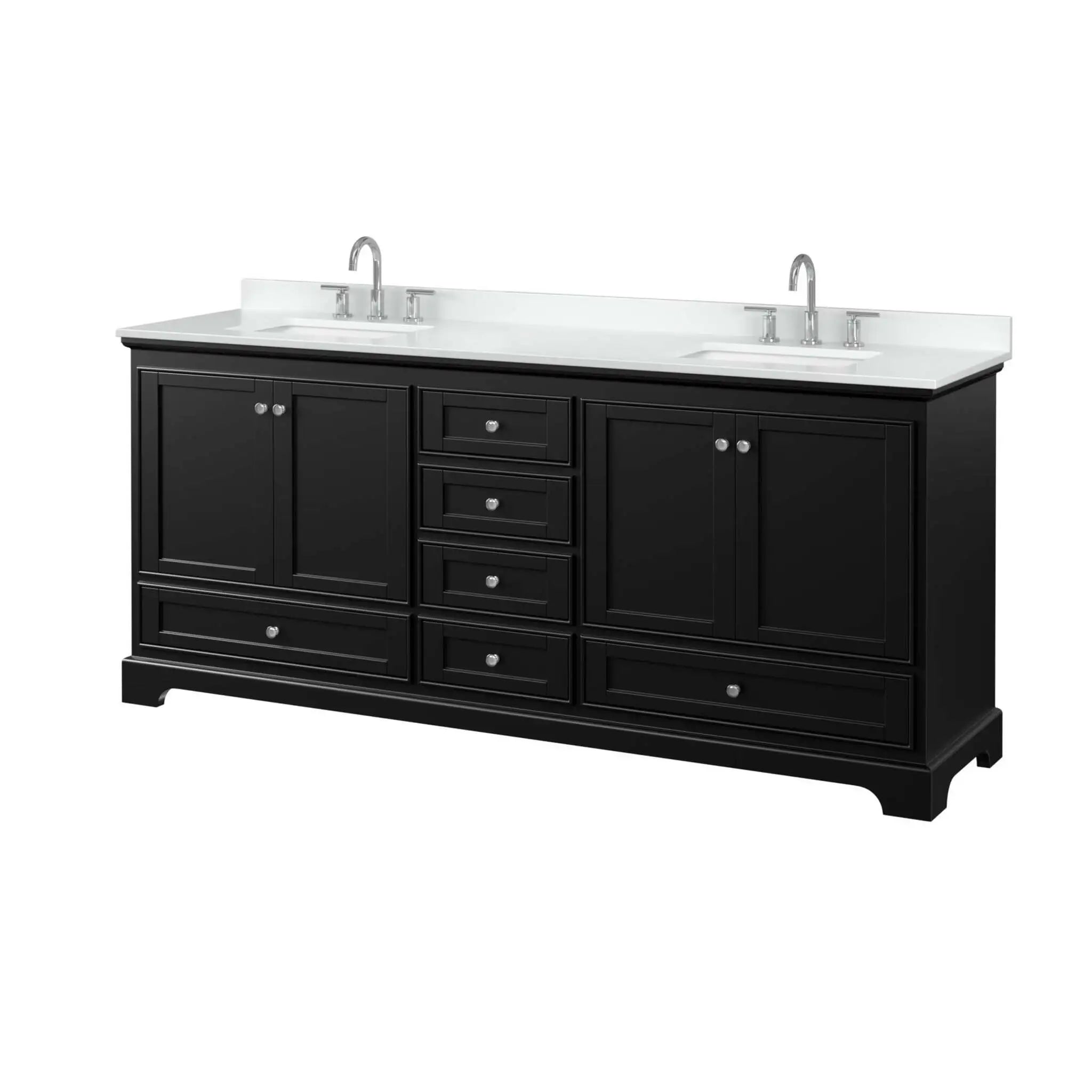 80" Deborah Double Bathroom Vanity in Dark Espresso with Polished Chrome Trim by Wyndham
