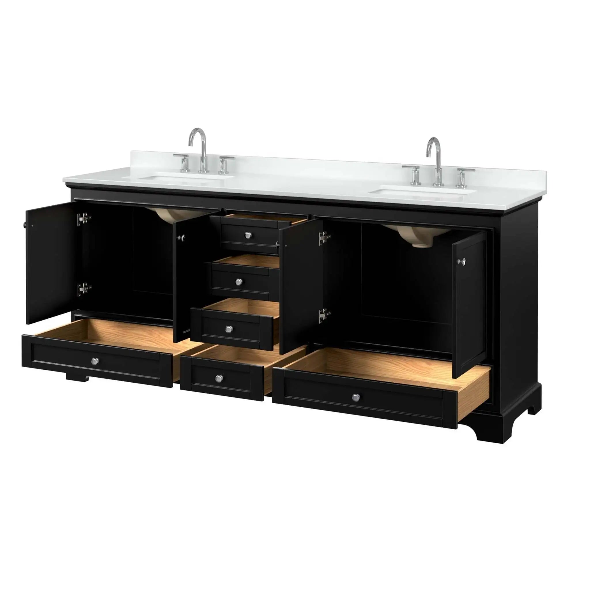 80" Deborah Double Bathroom Vanity in Dark Espresso with Polished Chrome Trim by Wyndham