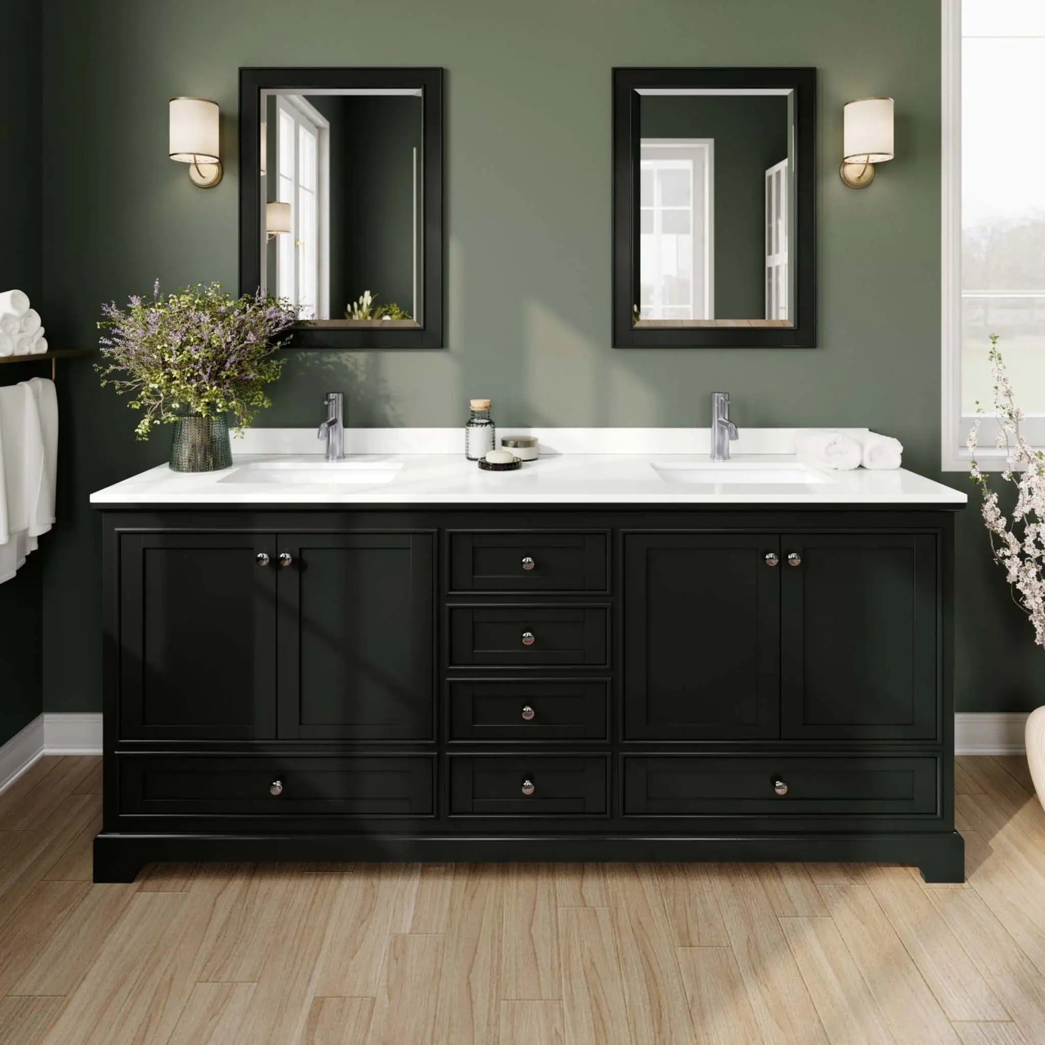 80" Deborah Double Bathroom Vanity in Dark Espresso with Polished Chrome Trim by Wyndham