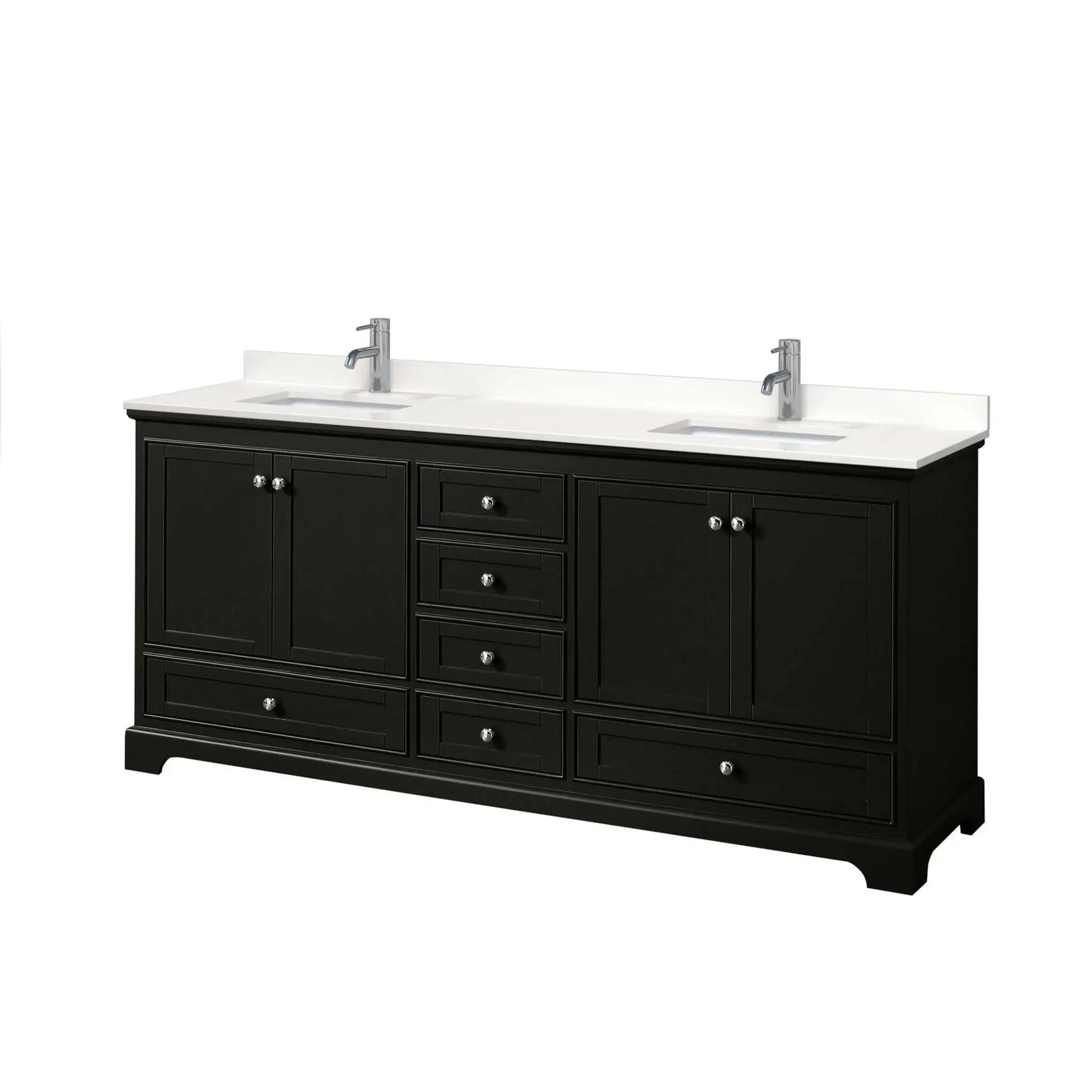 80" Deborah Double Bathroom Vanity in Dark Espresso with Polished Chrome Trim by Wyndham