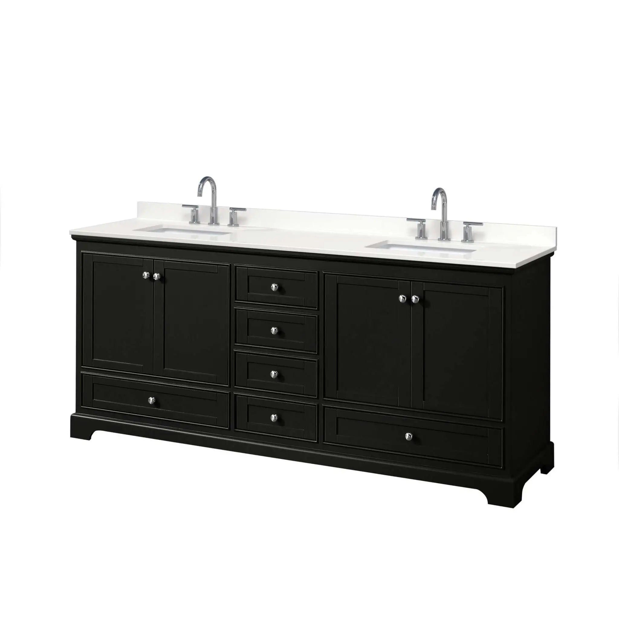 80" Deborah Double Bathroom Vanity in Dark Espresso with Polished Chrome Trim by Wyndham