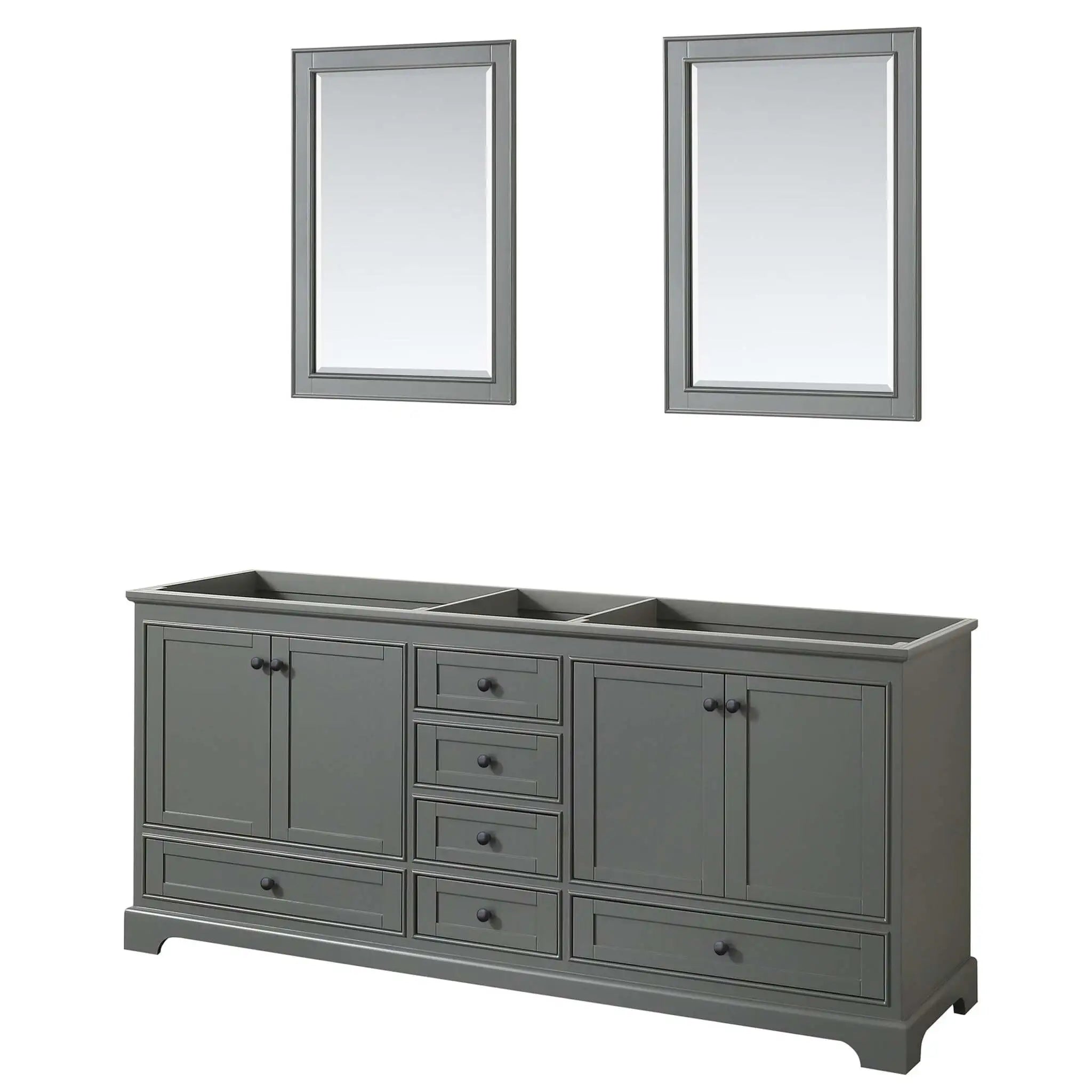 80" Deborah Double Bathroom Vanity in Dark Gray with Matte Black Trim & 24" Mirror by Wyndham