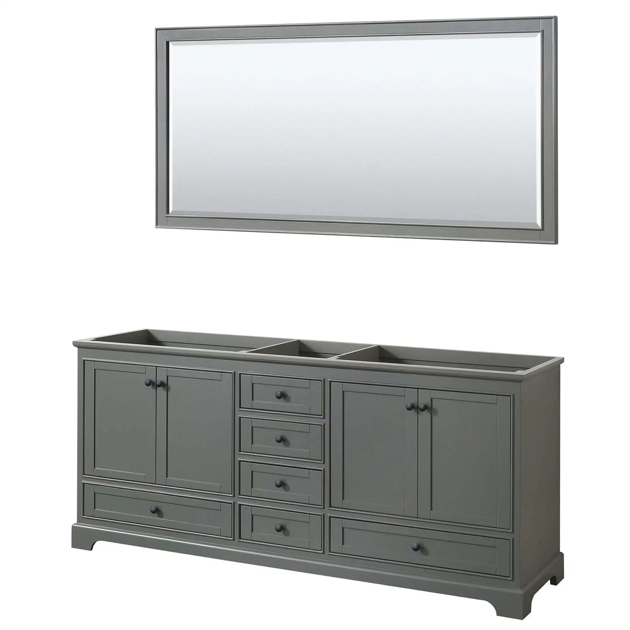 80" Deborah Double Bathroom Vanity in Dark Gray with Matte Black Trim & 70" Mirror by Wyndham
