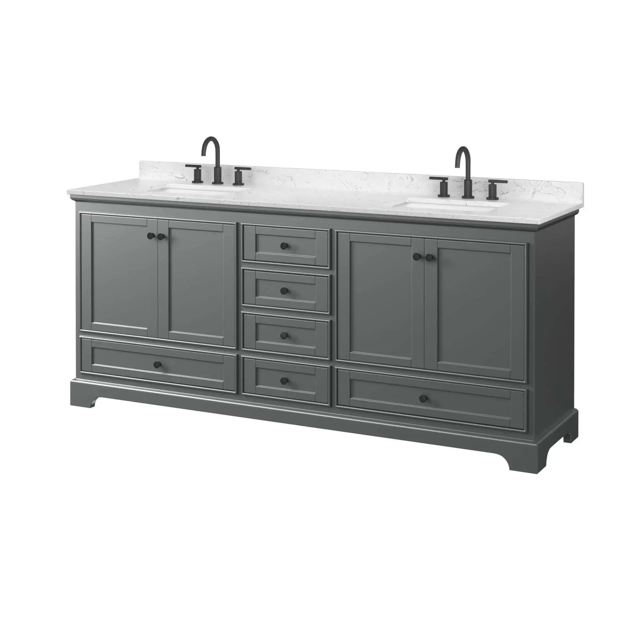 80" Deborah Double Bathroom Vanity in Dark Gray with Matte Black Trim by Wyndham