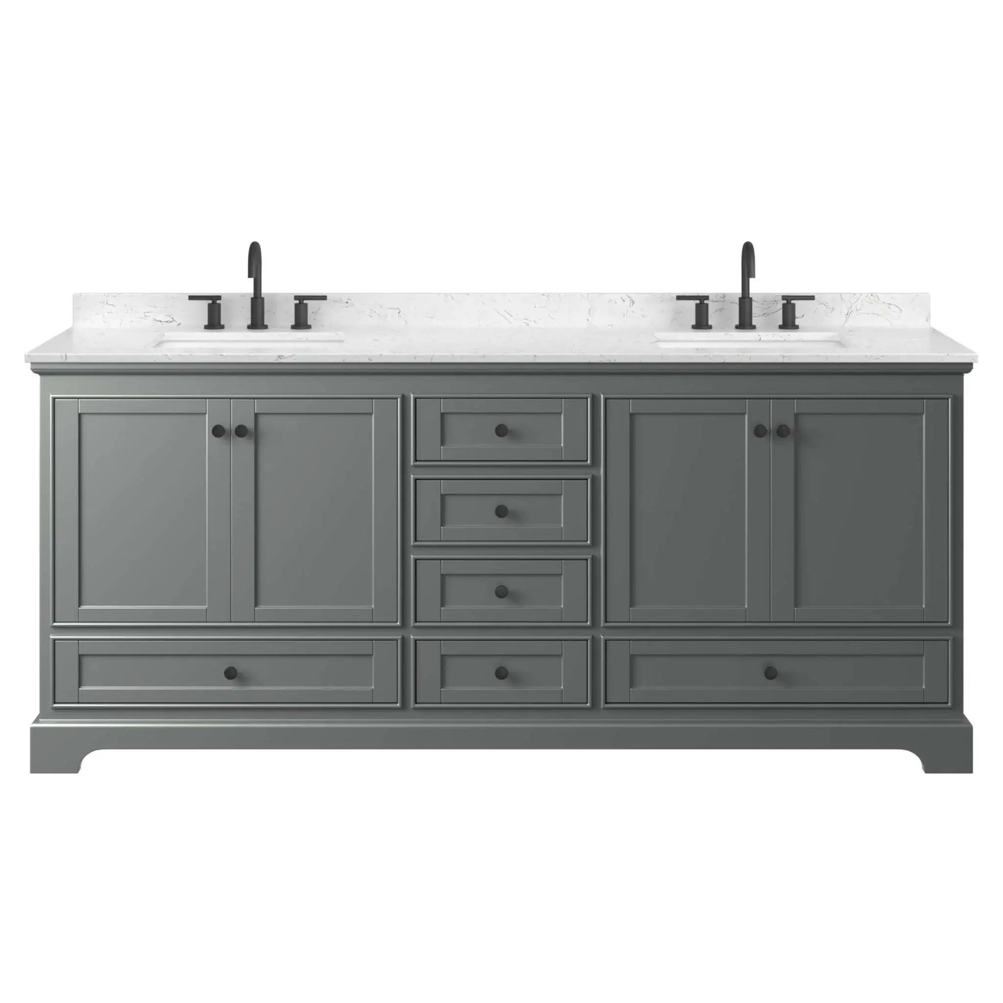 80" Deborah Double Bathroom Vanity in Dark Gray with Matte Black Trim by Wyndham