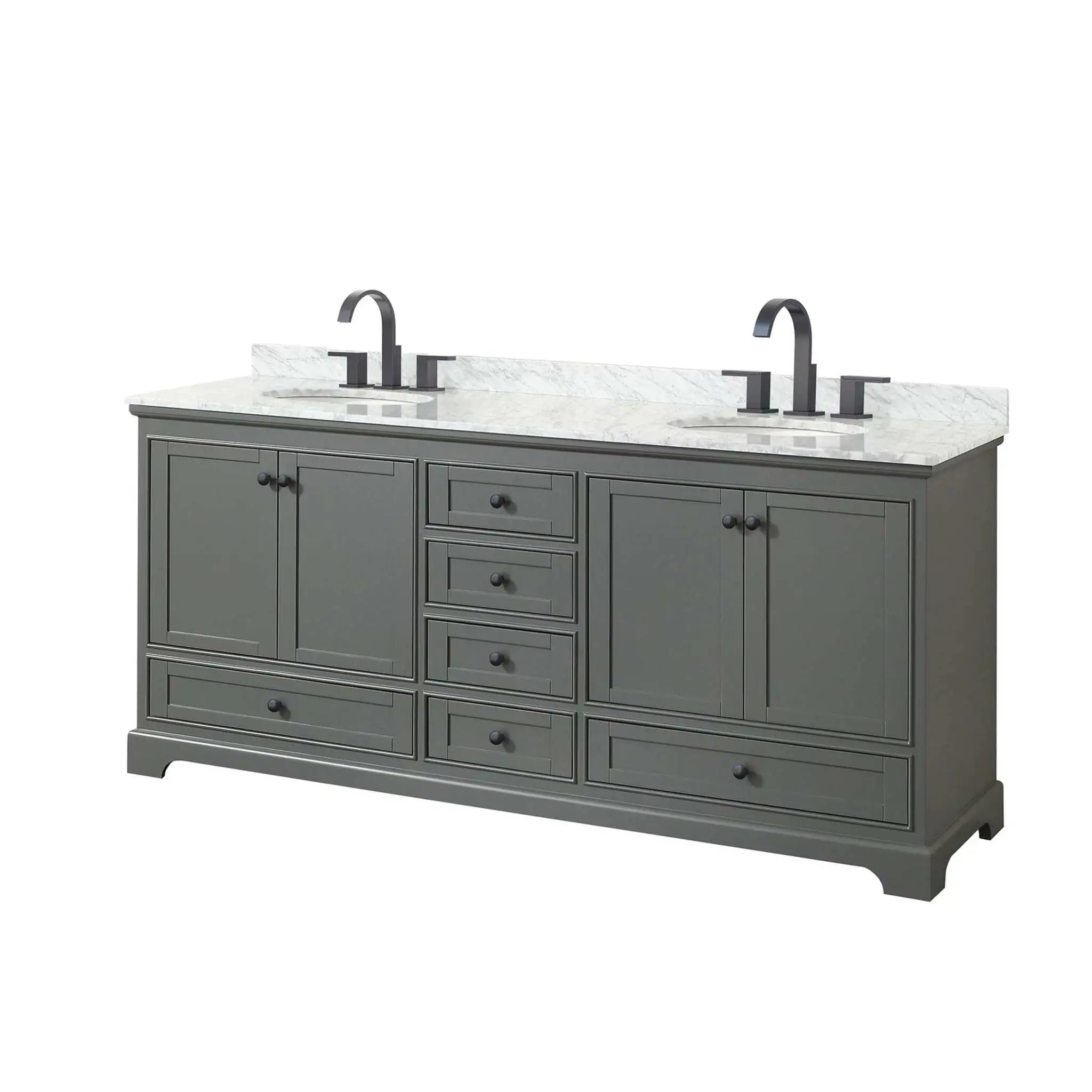 80" Deborah Double Bathroom Vanity in Dark Gray with Matte Black Trim by Wyndham