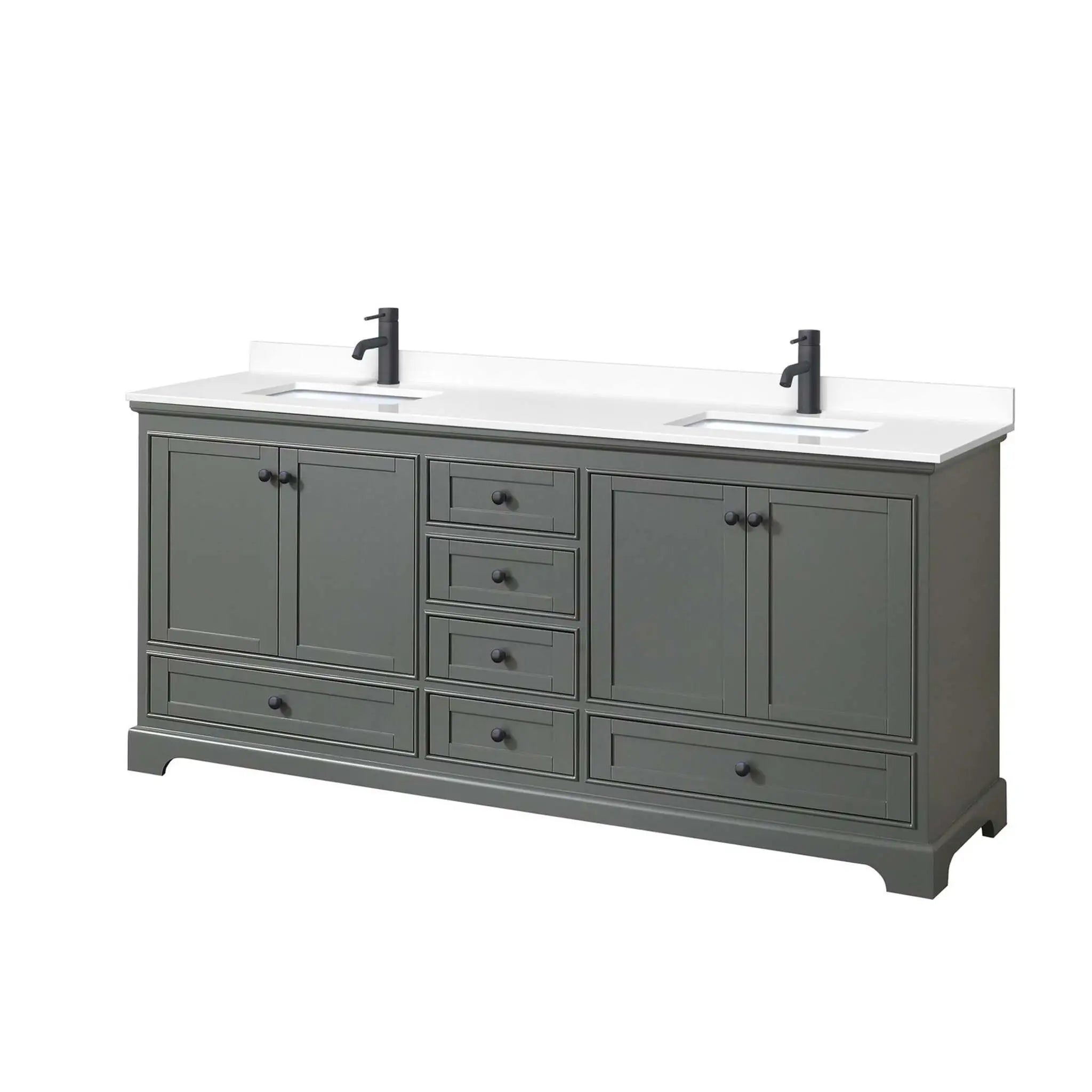 80" Deborah Double Bathroom Vanity in Dark Gray with Matte Black Trim by Wyndham