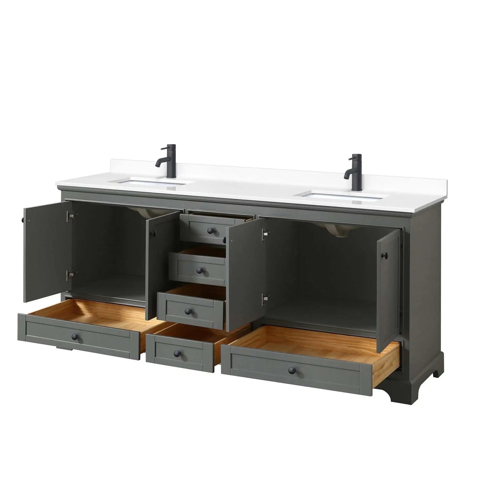 80" Deborah Double Bathroom Vanity in Dark Gray with Matte Black Trim by Wyndham