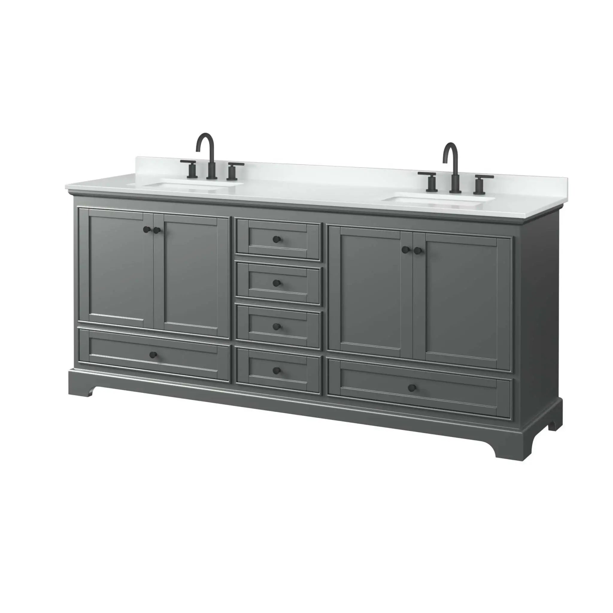 80" Deborah Double Bathroom Vanity in Dark Gray with Matte Black Trim by Wyndham