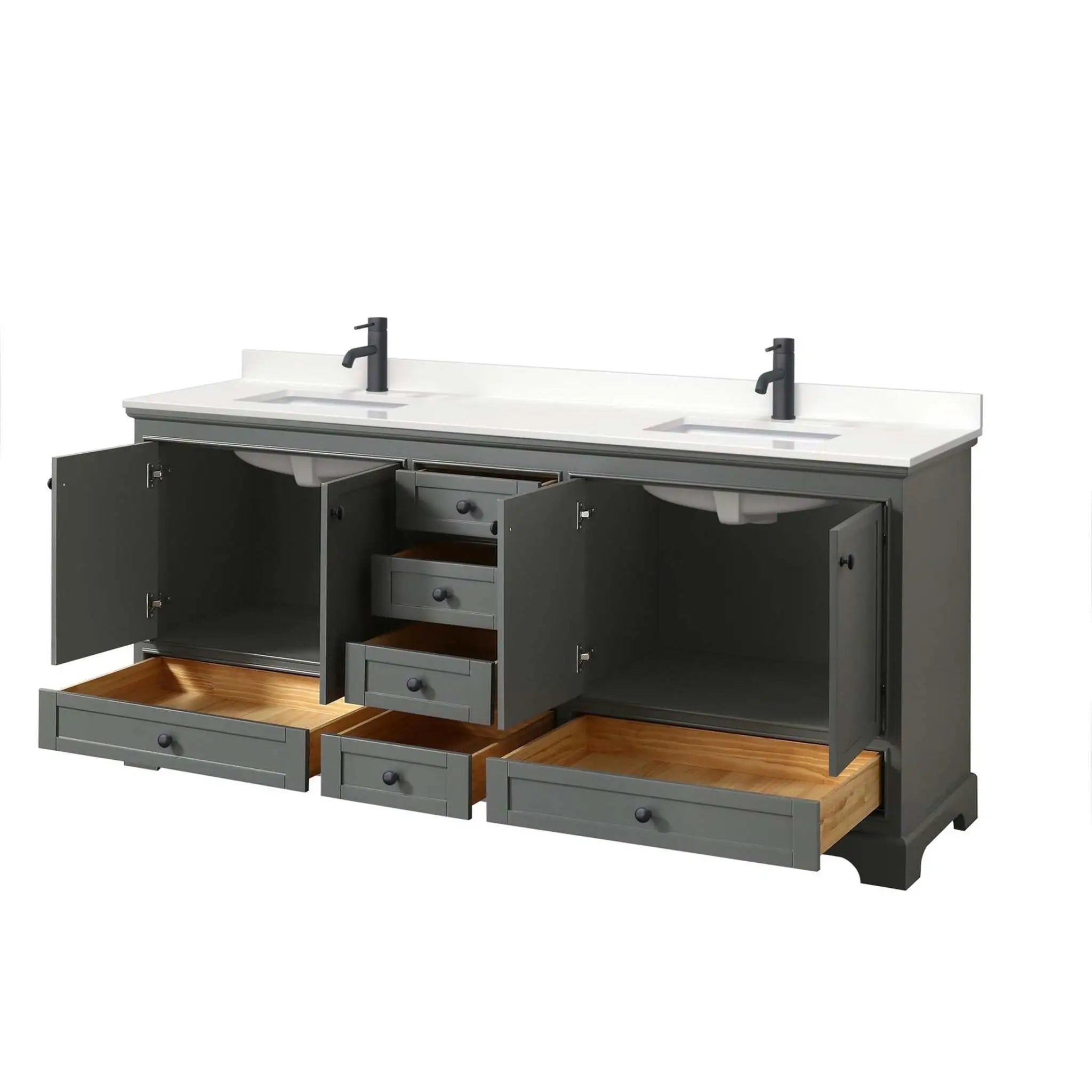 80" Deborah Double Bathroom Vanity in Dark Gray with Matte Black Trim by Wyndham