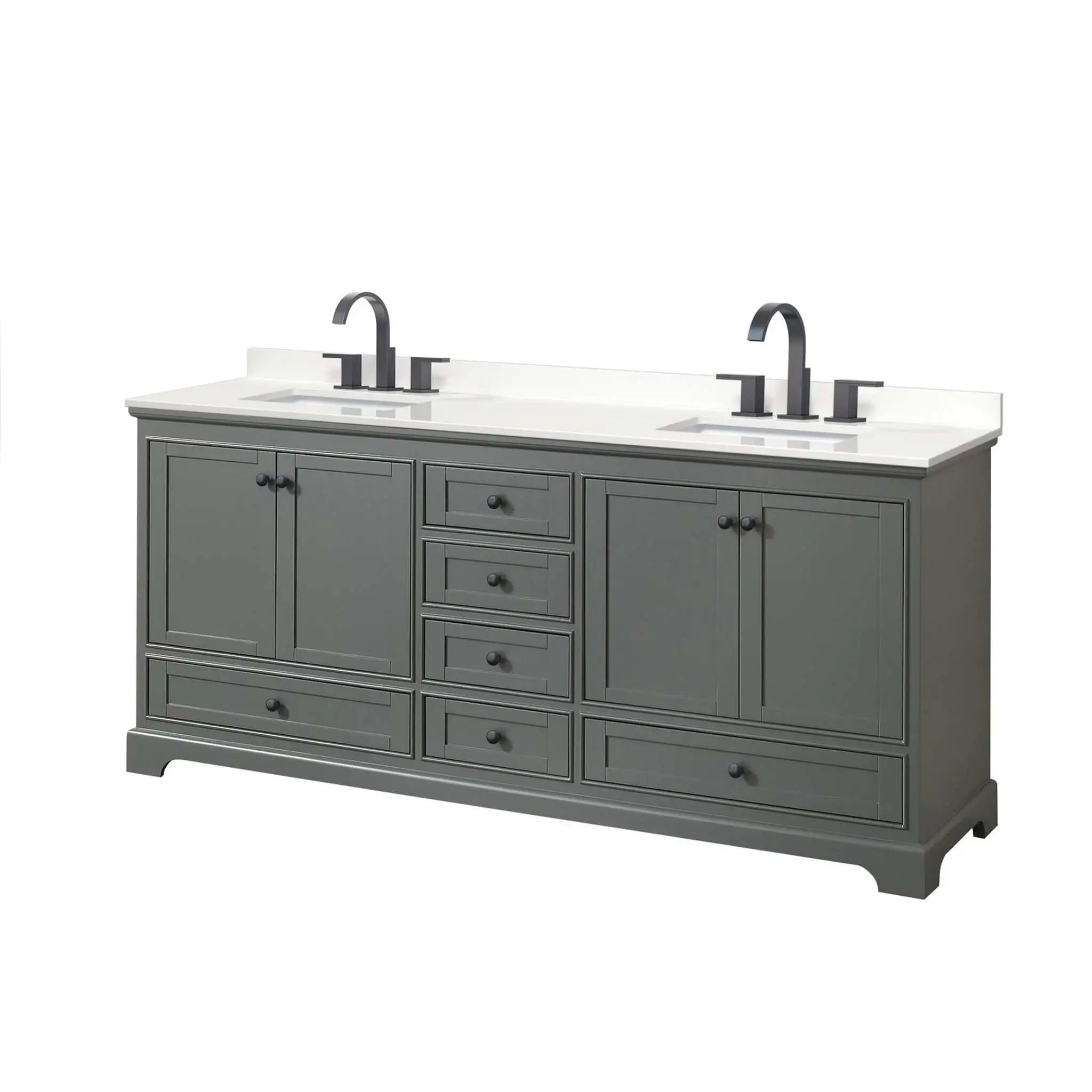 80" Deborah Double Bathroom Vanity in Dark Gray with Matte Black Trim by Wyndham