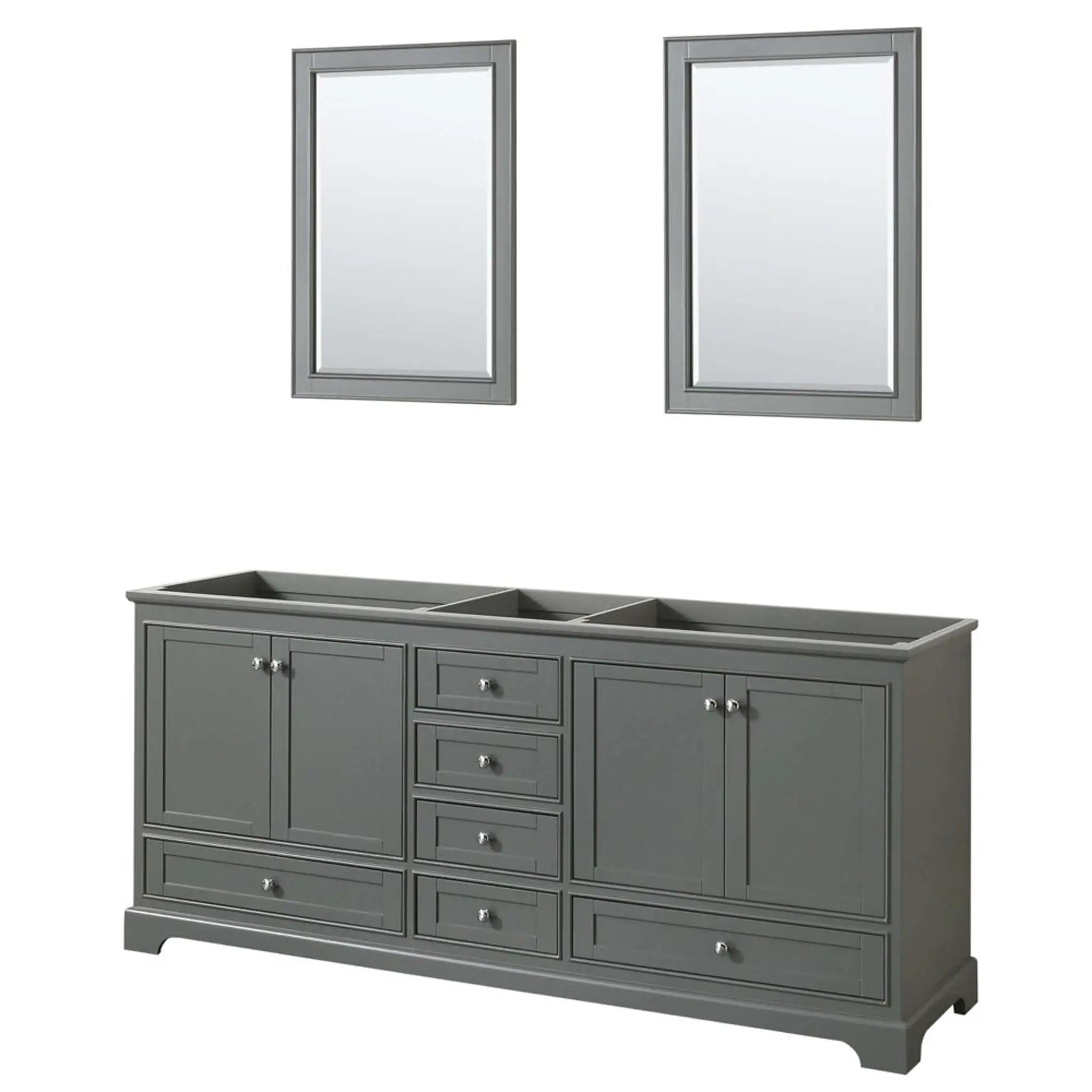 80" Deborah Double Bathroom Vanity in Dark Gray with Polished Chrome Trim & 24" Mirror by Wyndham