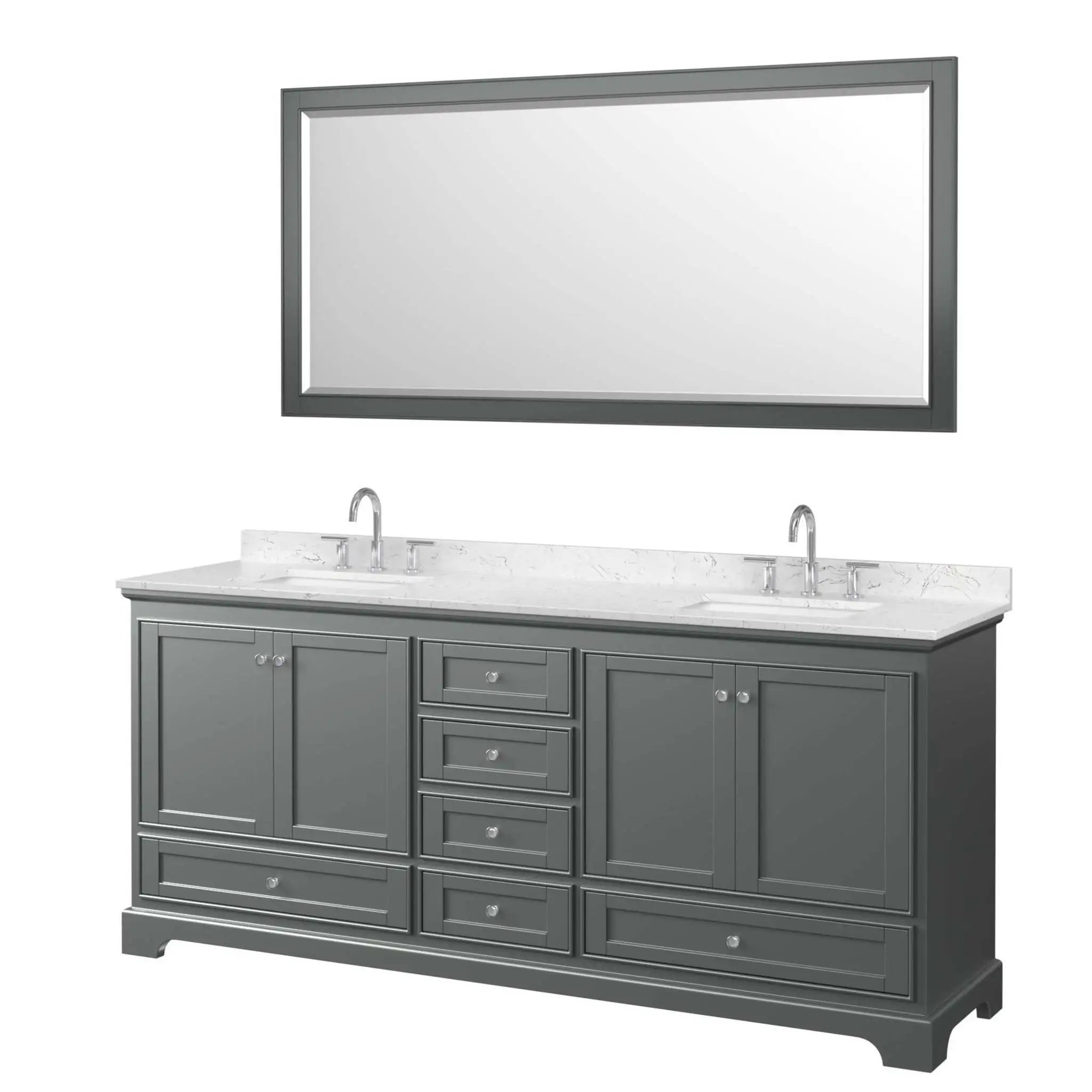 80" Deborah Double Bathroom Vanity in Dark Gray with Polished Chrome Trim & 70" Mirror by Wyndham