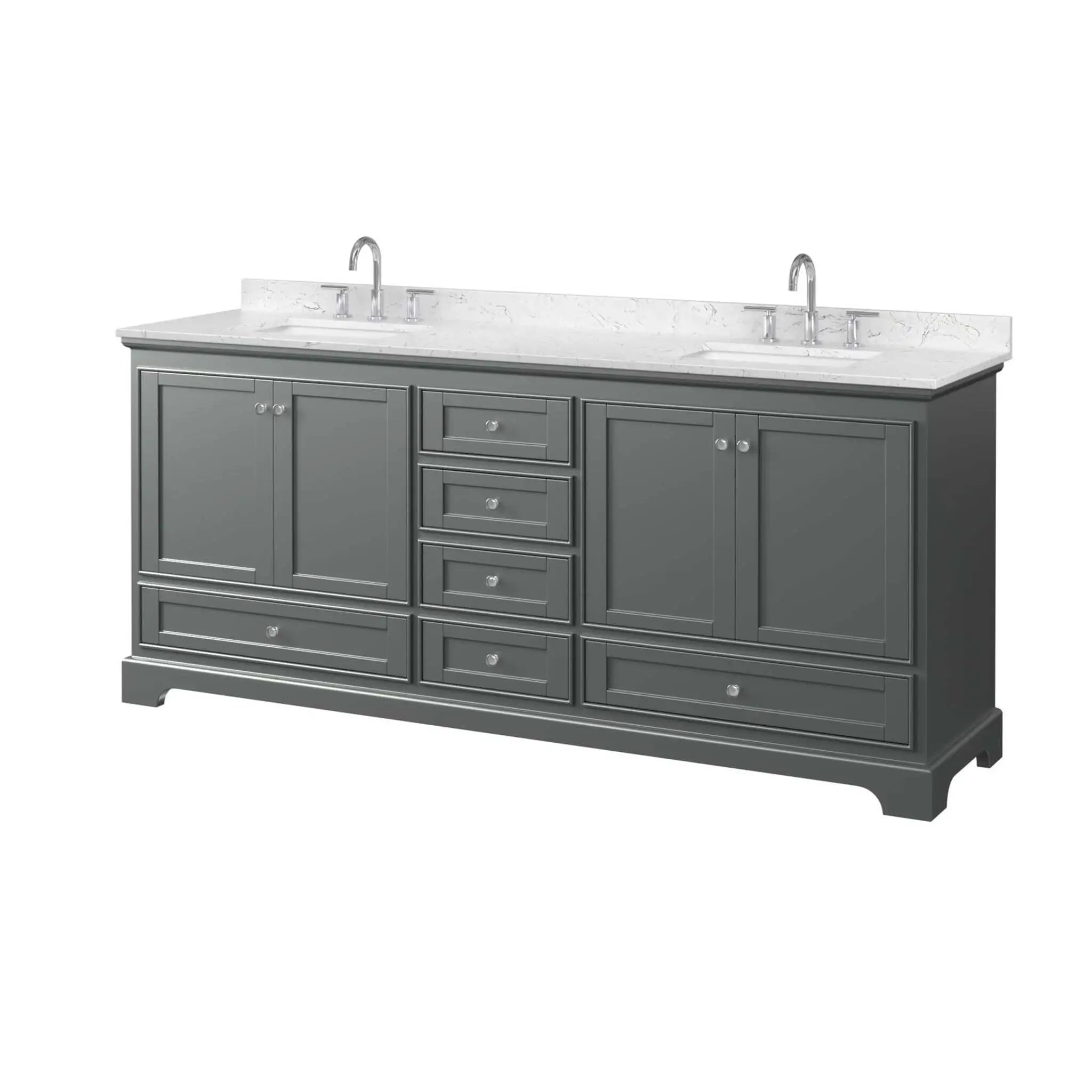 80" Deborah Double Bathroom Vanity in Dark Gray with Polished Chrome Trim by Wyndham