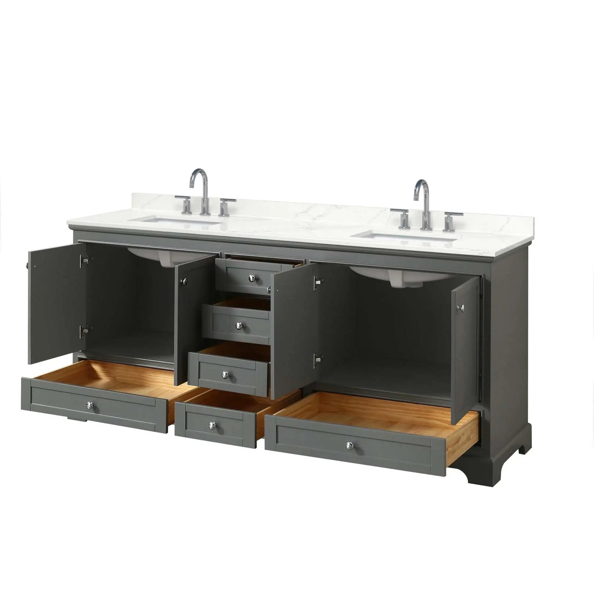 80" Deborah Double Bathroom Vanity in Dark Gray with Polished Chrome Trim by Wyndham